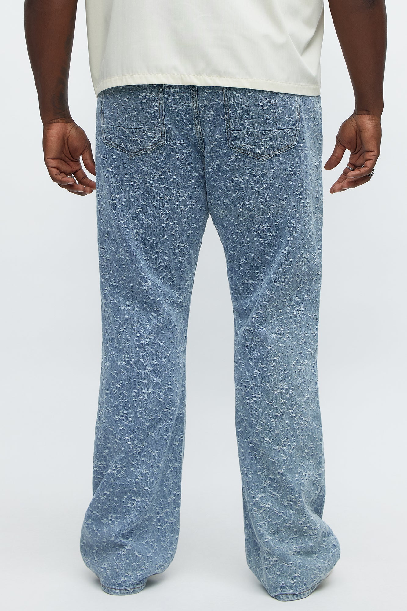Stacked Slim Flare Frosty Jacquard Carpenter Jeans - Light Blue Wash
