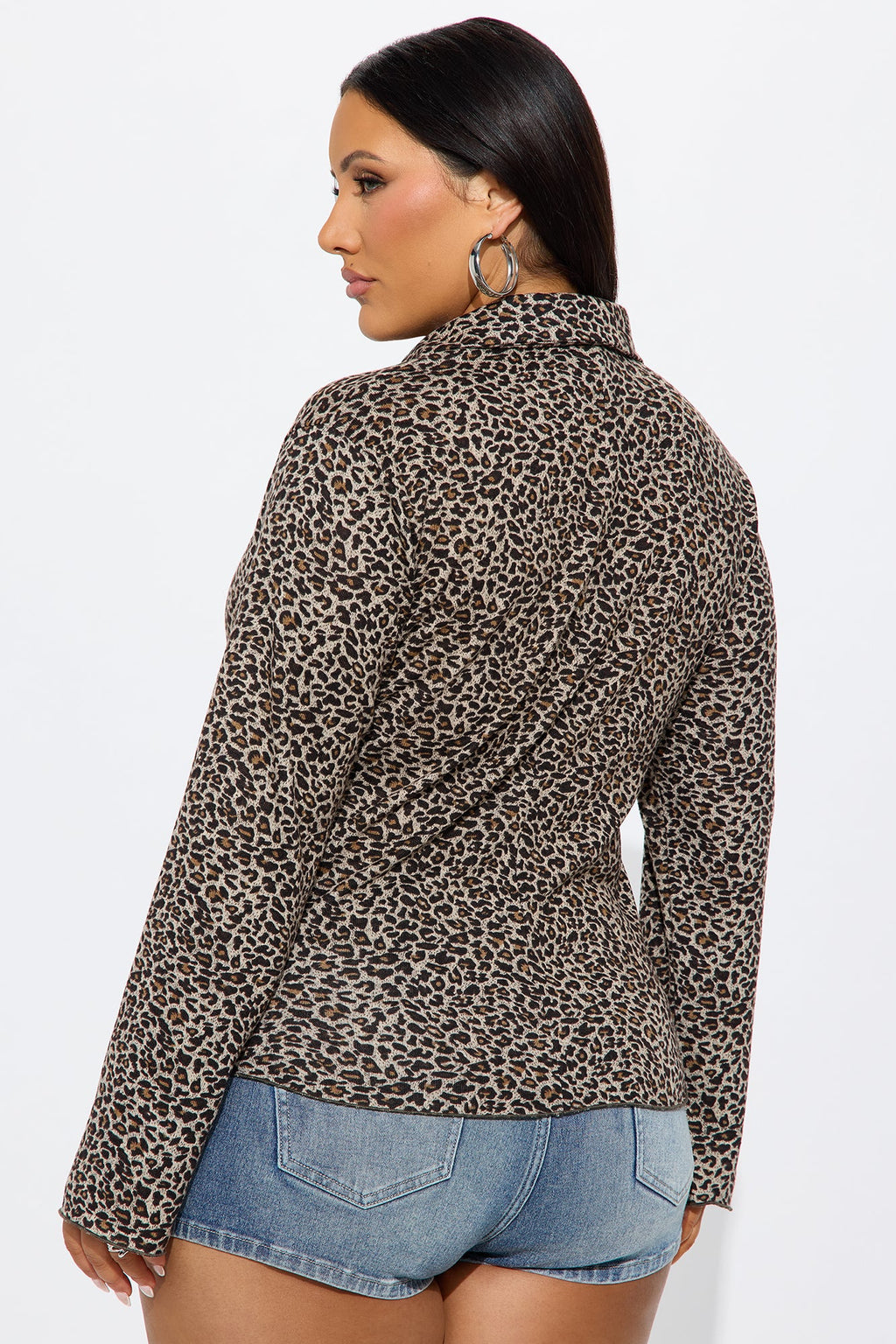 My Desire Leopard Button Up Long Sleeve Shirt - Leopard