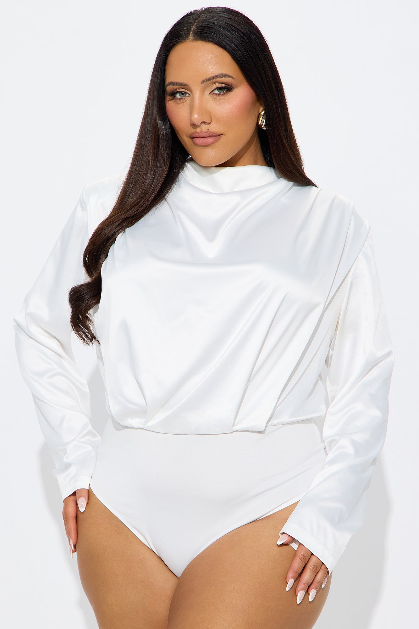 Alessandra Satin Bodysuit - White