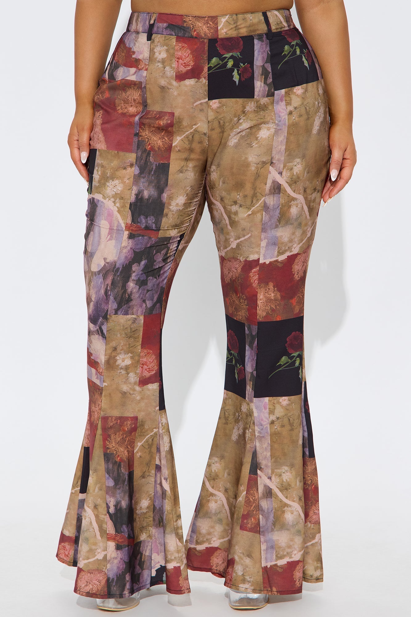 Winnie Abstract Floral Flare Pant 34″ - Multi Color