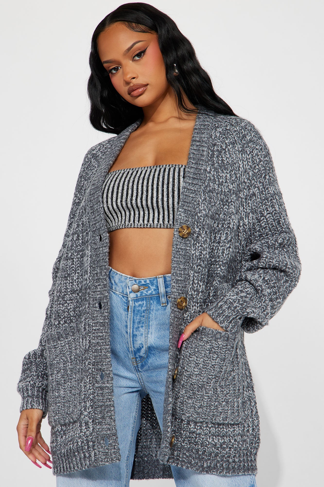Taylee Cardigan - Charcoal