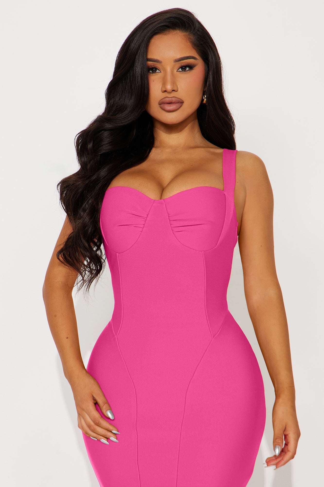Cierra Bandage Midi Dress - Hot Pink