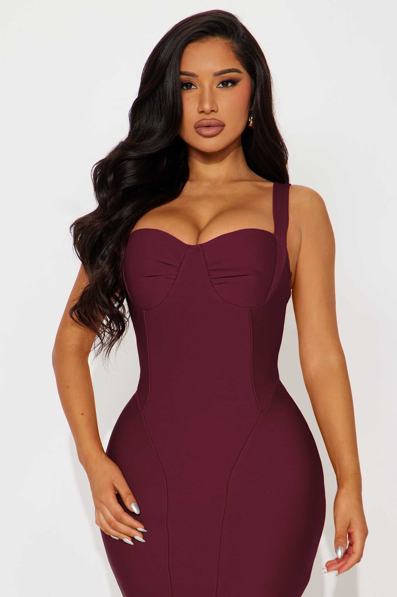 Cierra Bandage Midi Dress - Wine