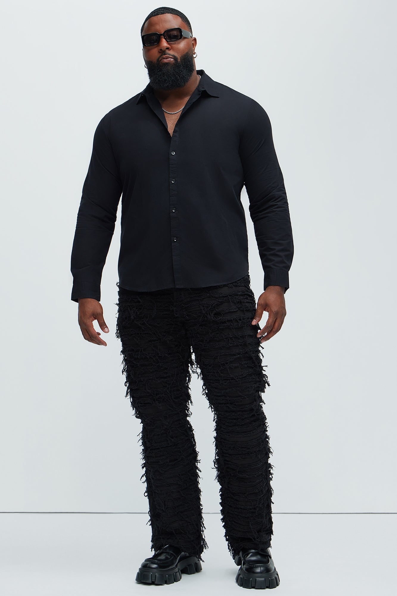Ryland Cotton Long Sleeve Button Up Shirt - Black