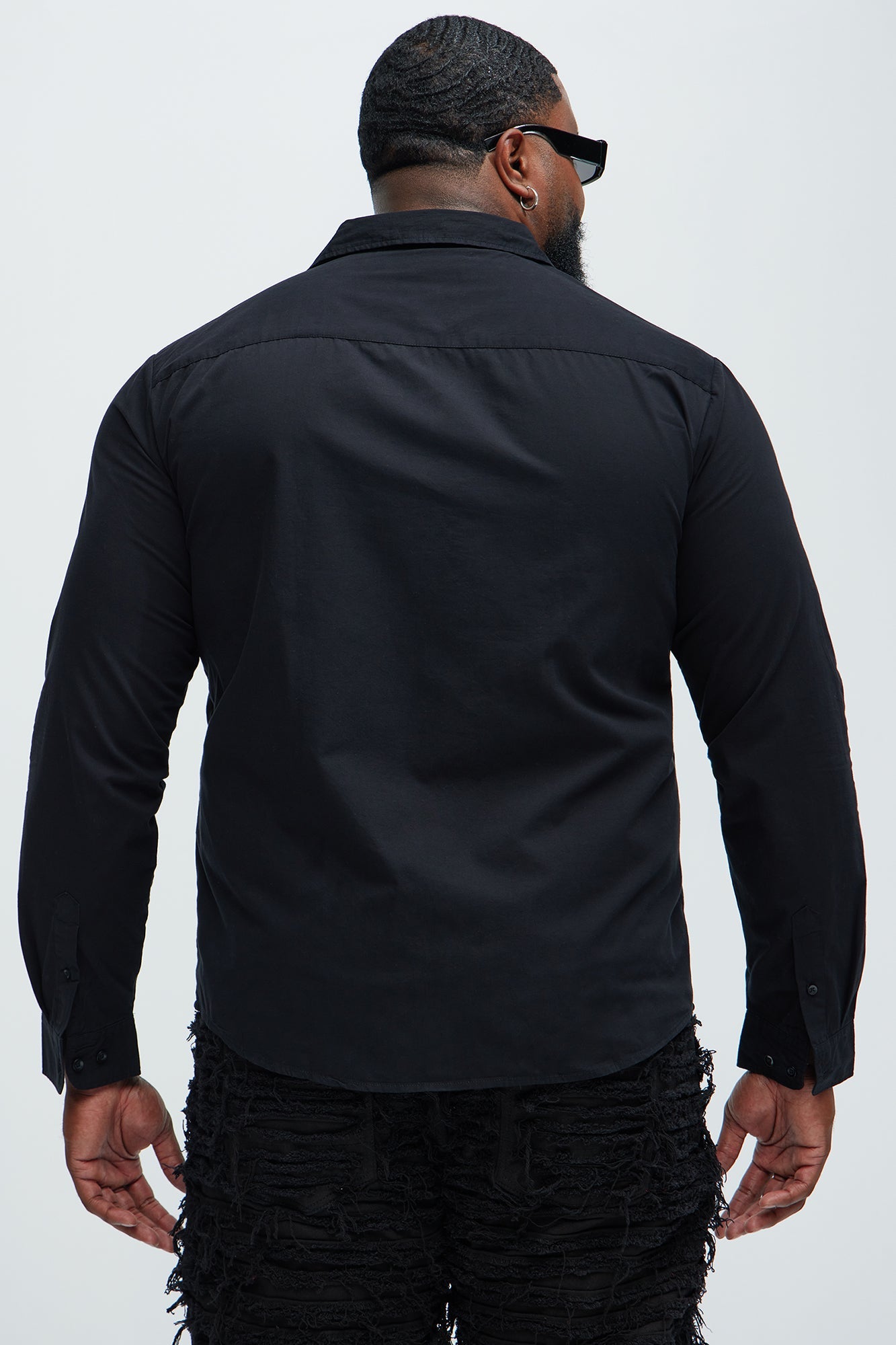 Ryland Cotton Long Sleeve Button Up Shirt - Black