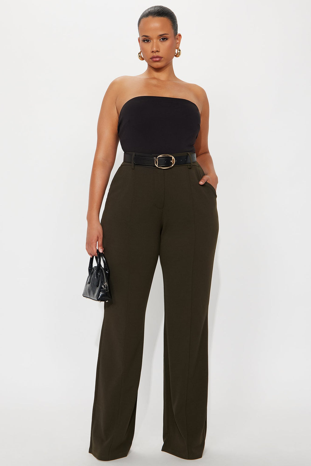 Tall Heidi Wide Leg Trouser Pant - Olive