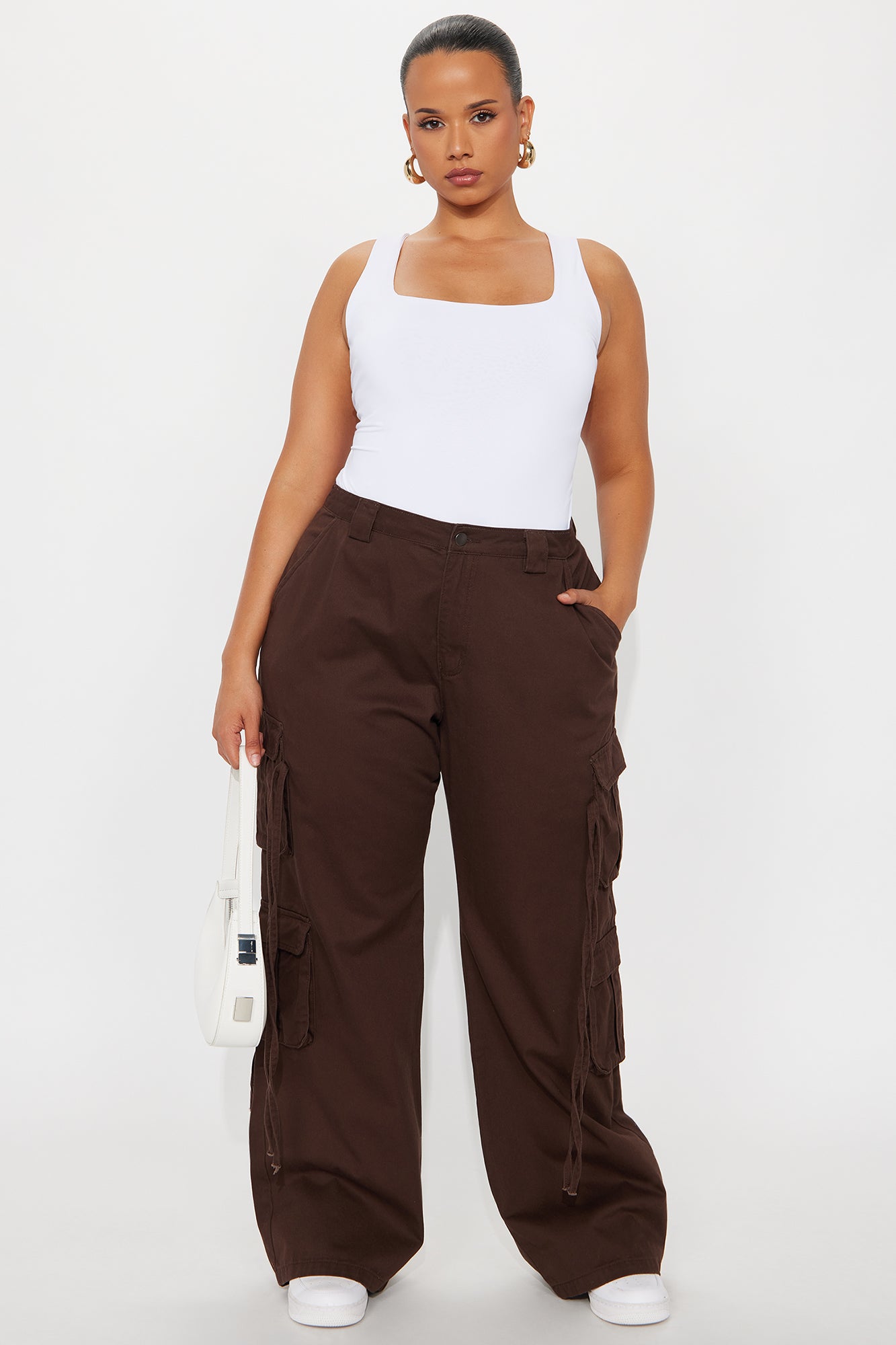 Golden Hour Wide Leg Cargo Pant - Chocolate