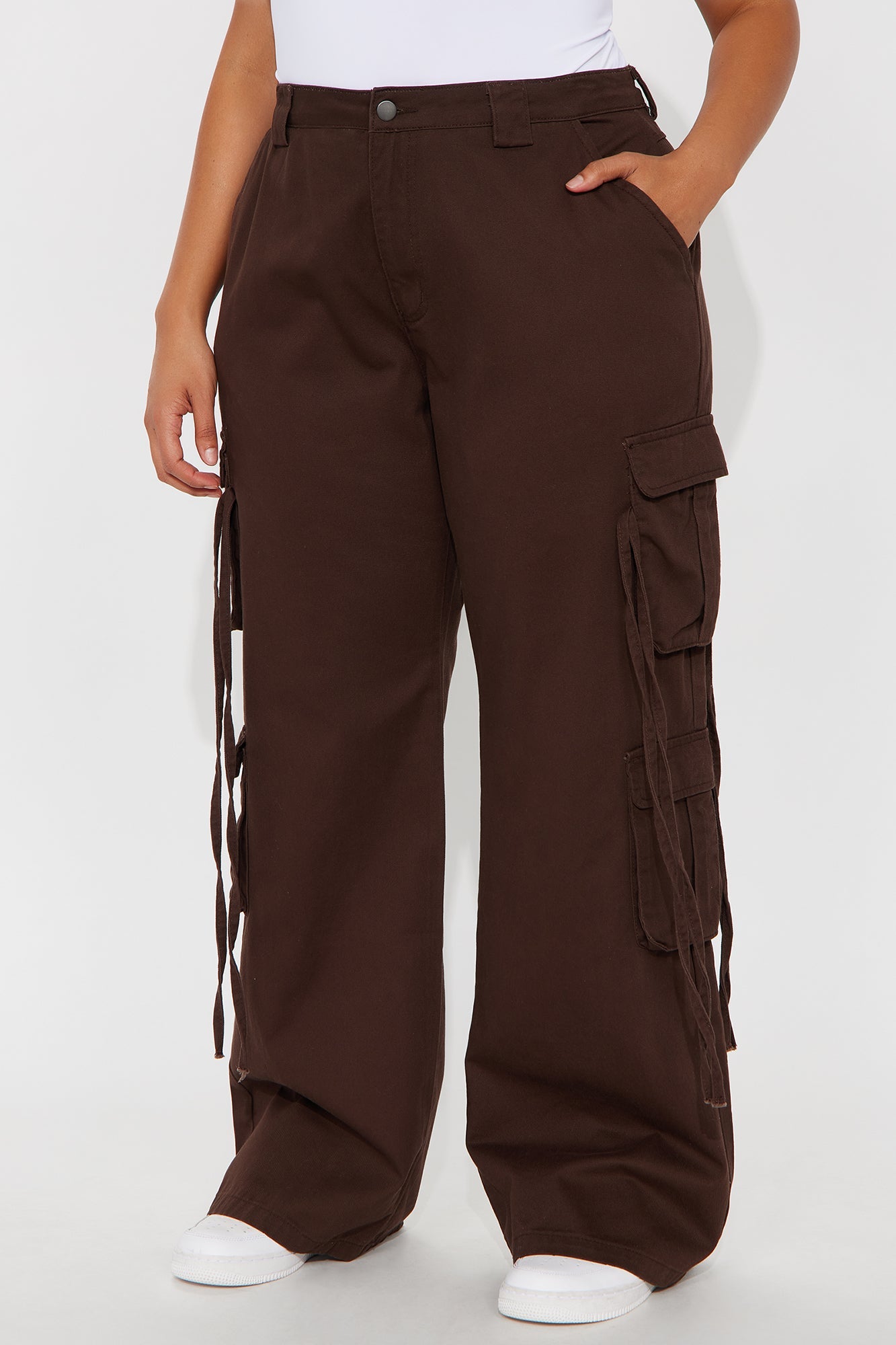 Golden Hour Wide Leg Cargo Pant - Chocolate
