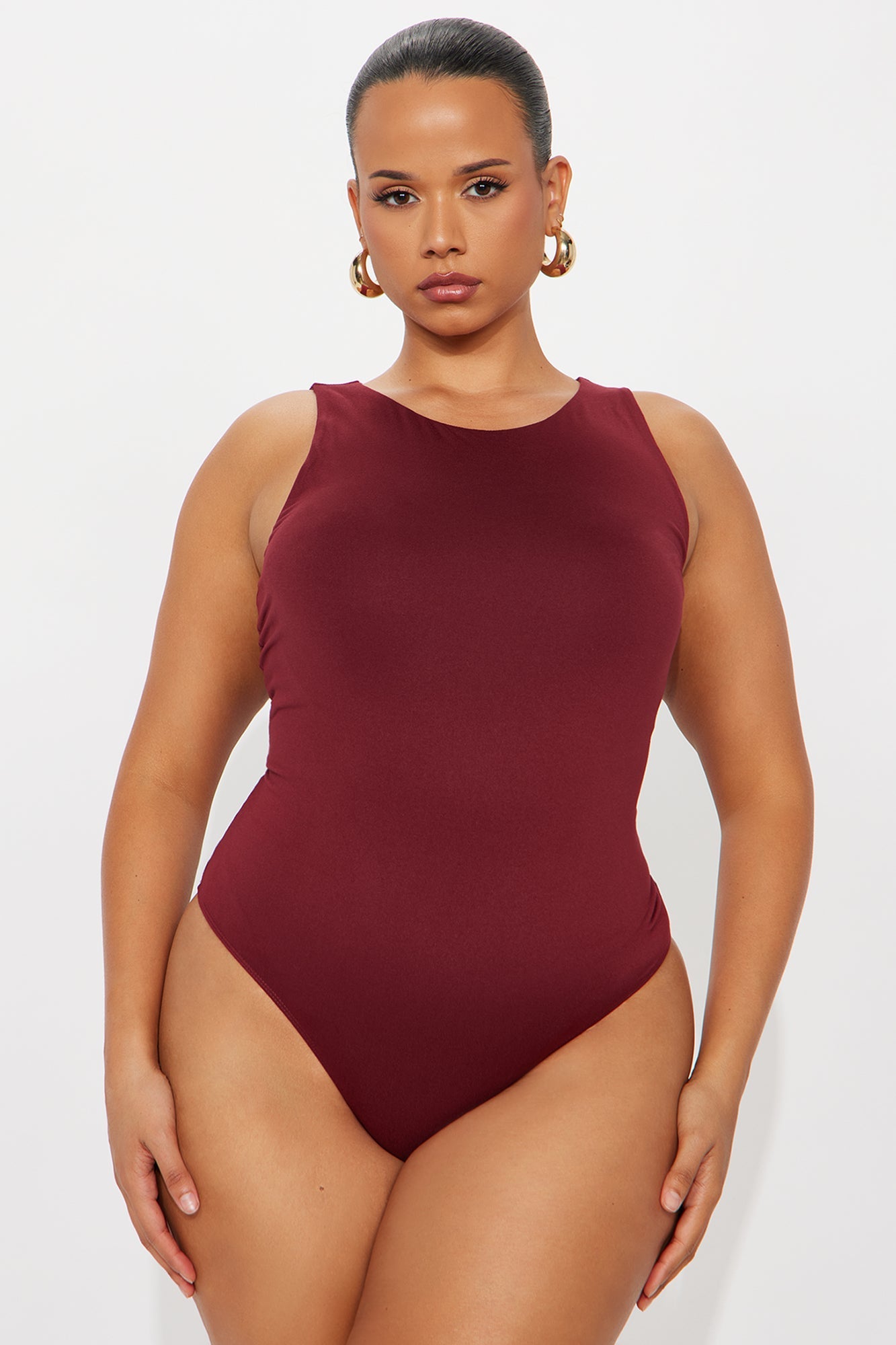 Aimee Double Lined Bodysuit - Burgundy