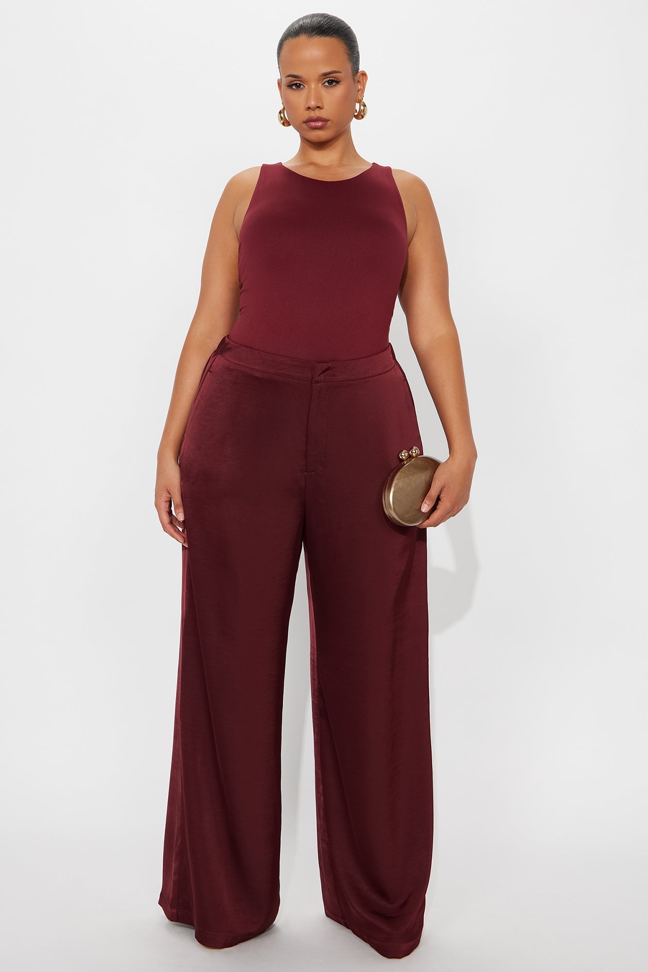 Aimee Double Lined Bodysuit - Burgundy