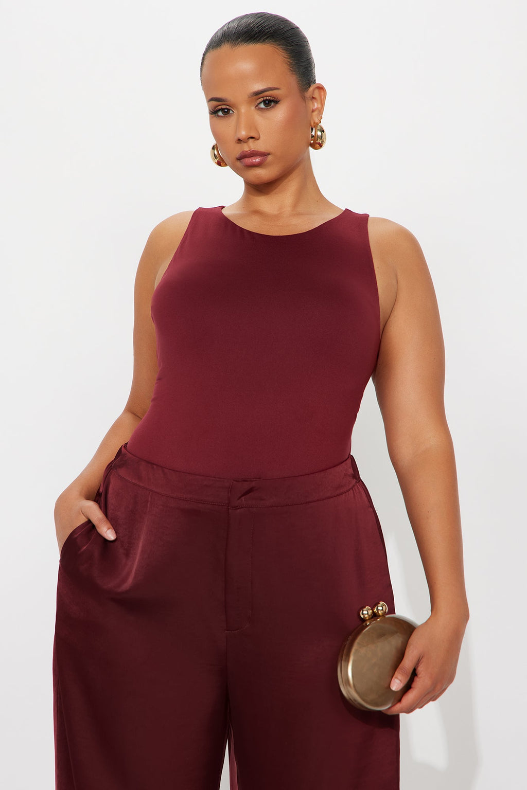 Aimee Double Lined Bodysuit - Burgundy