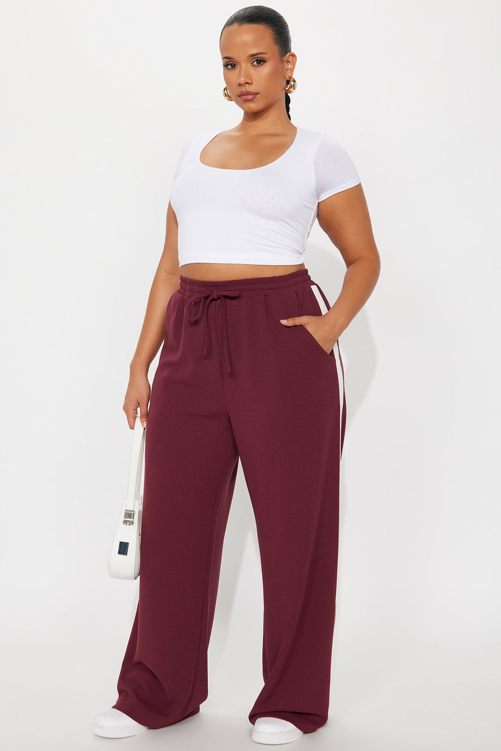 Point Of View Track Trouser Pant - Burgundy/combo