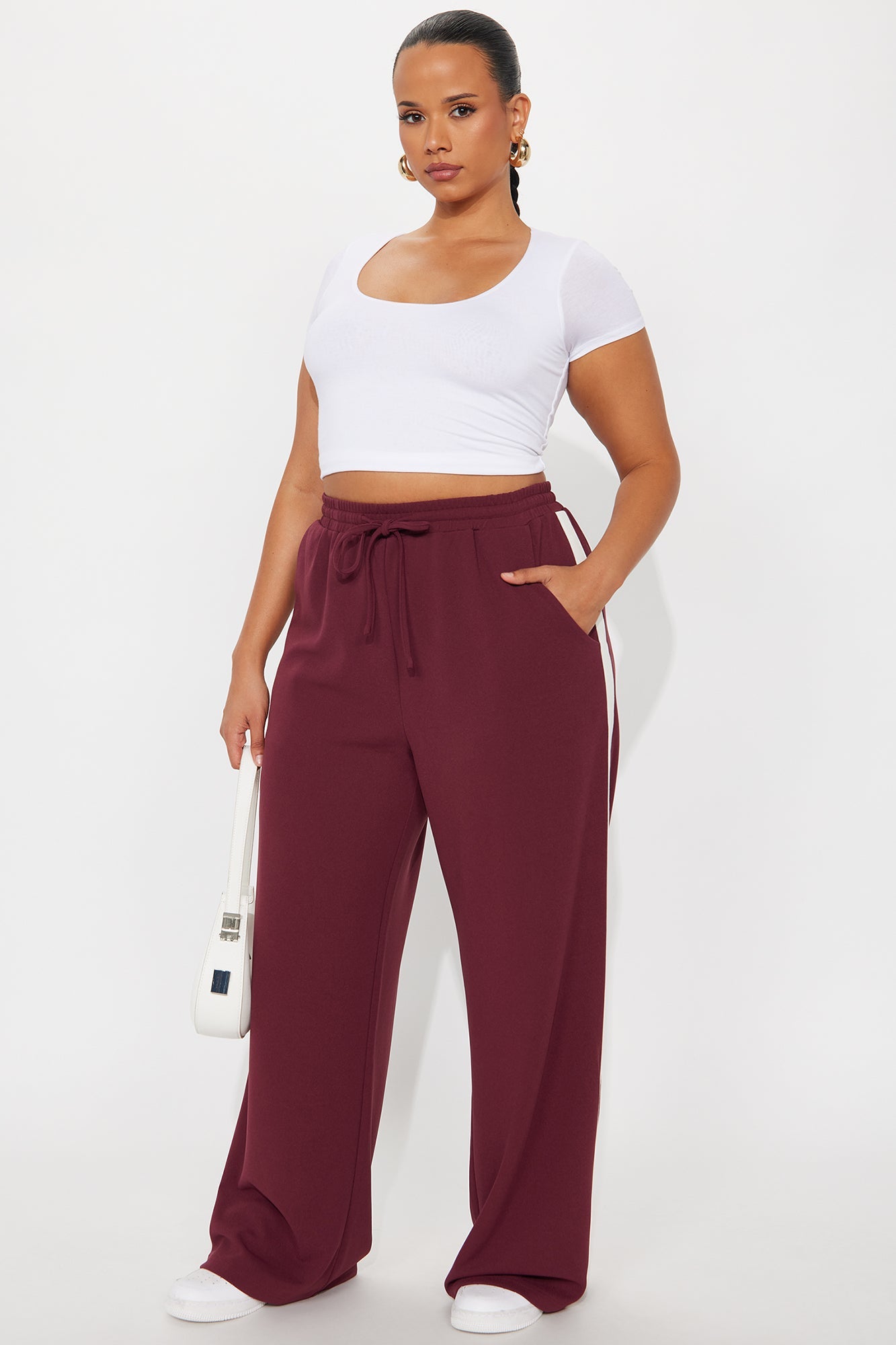 Point Of View Track Trouser Pant - Burgundy/combo