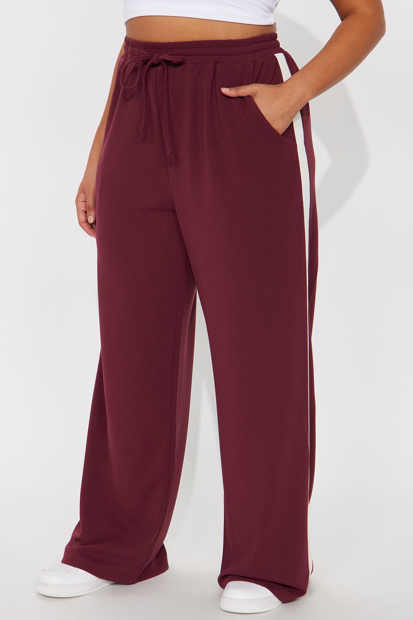Point Of View Track Trouser Pant - Burgundy/combo