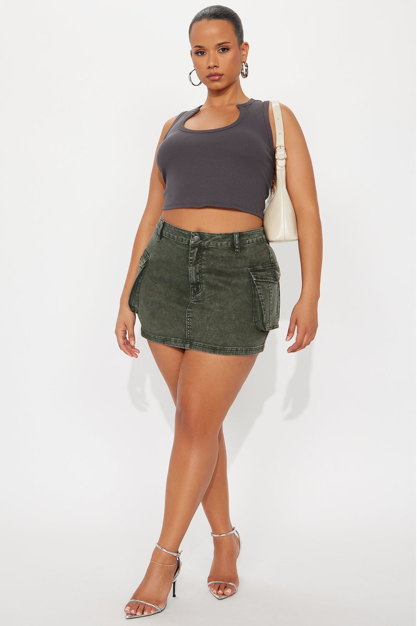 Davi Vintage Wash Denim Mini Skirt - Olive