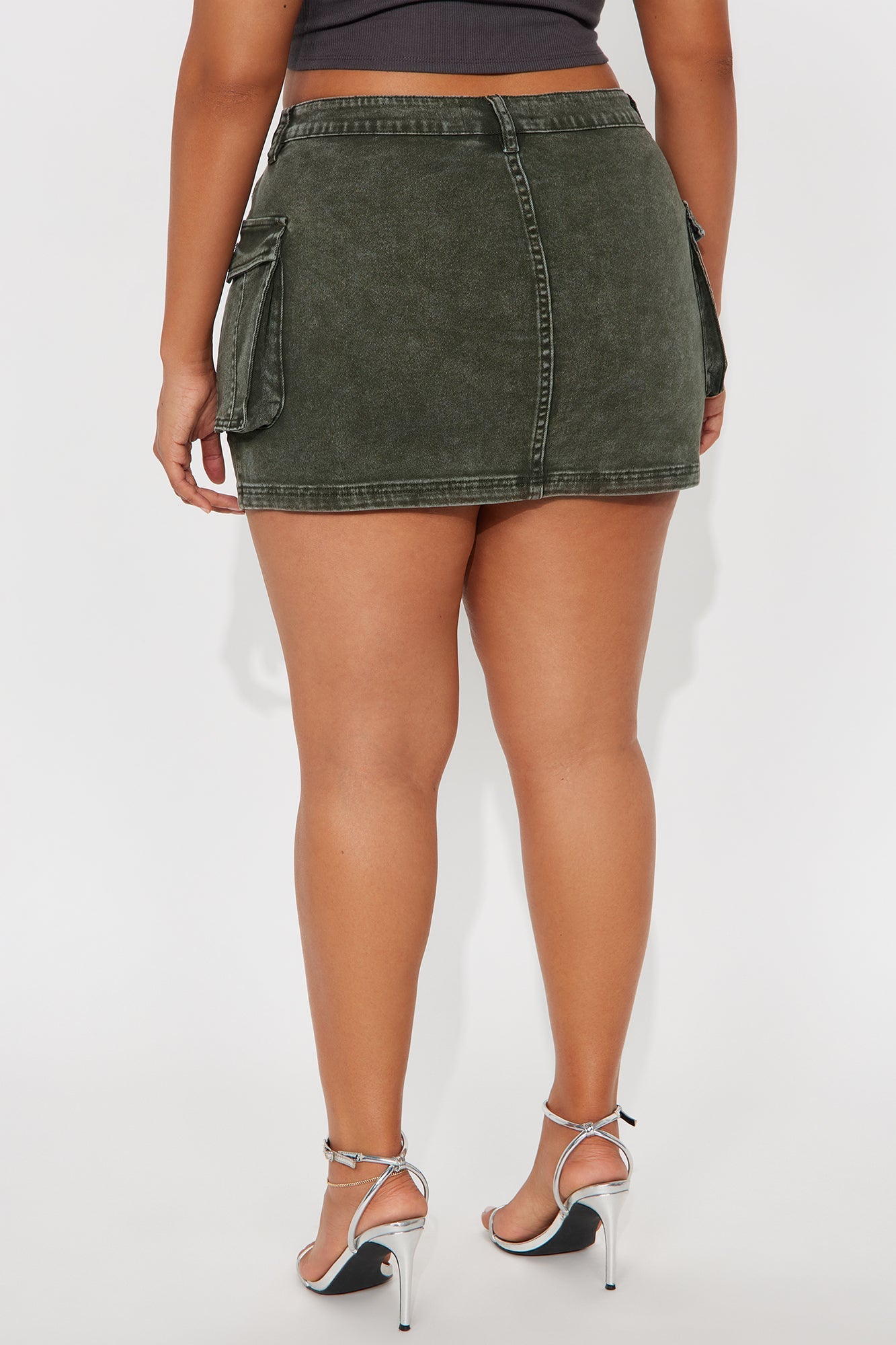Davi Vintage Wash Denim Mini Skirt - Olive