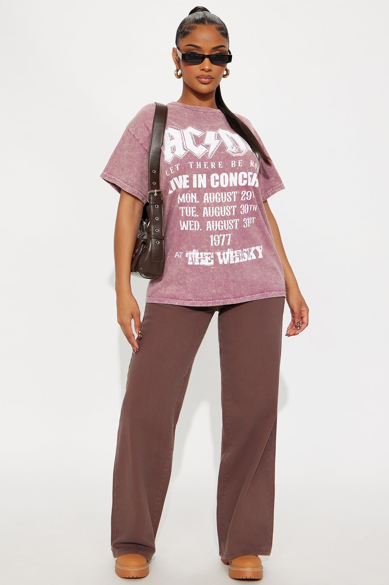 ACDC Live In Concert Washed Tour Tee - Burgundy