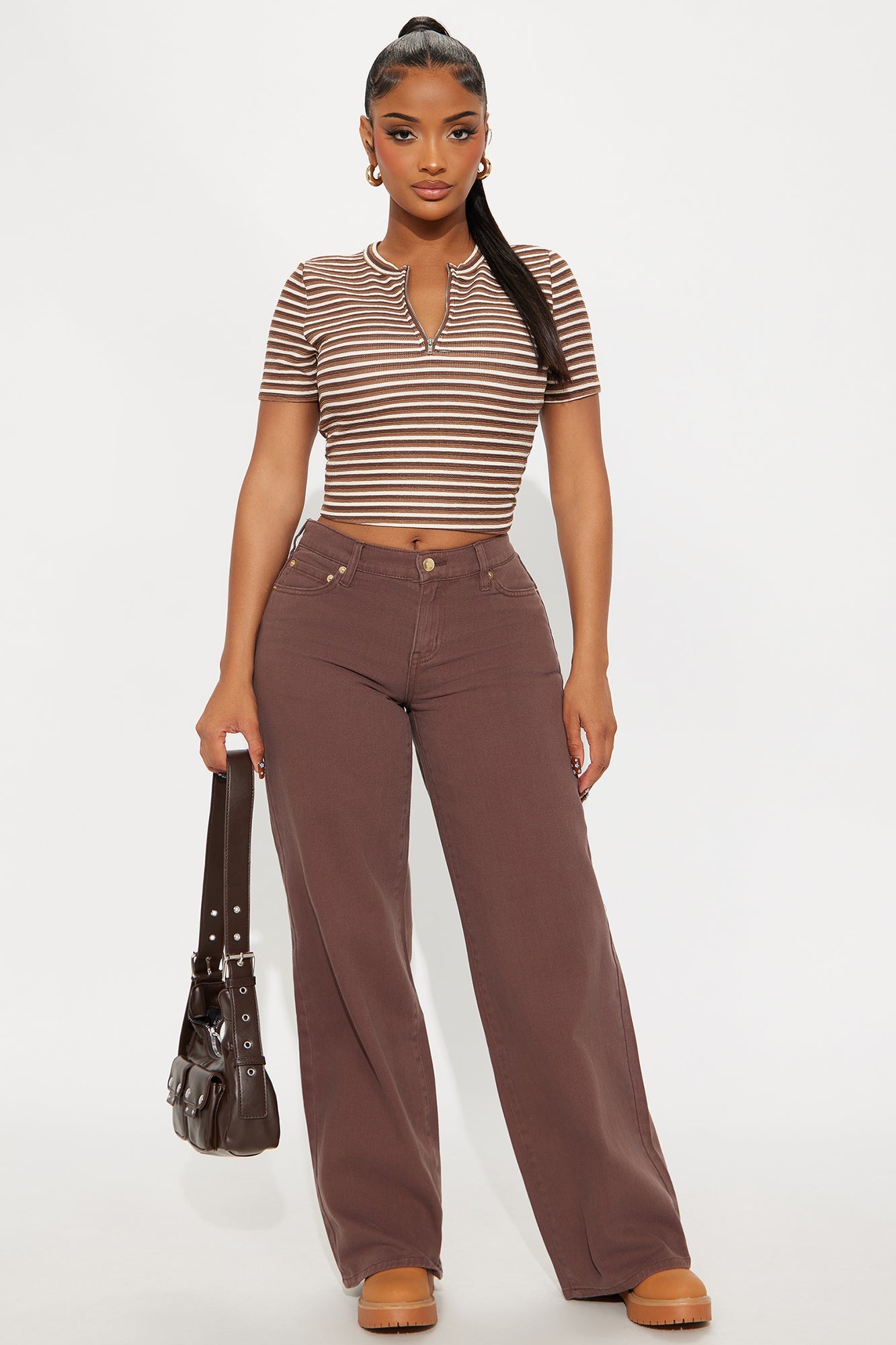 Dulce Short Sleeve Baby Tee - Brown/combo