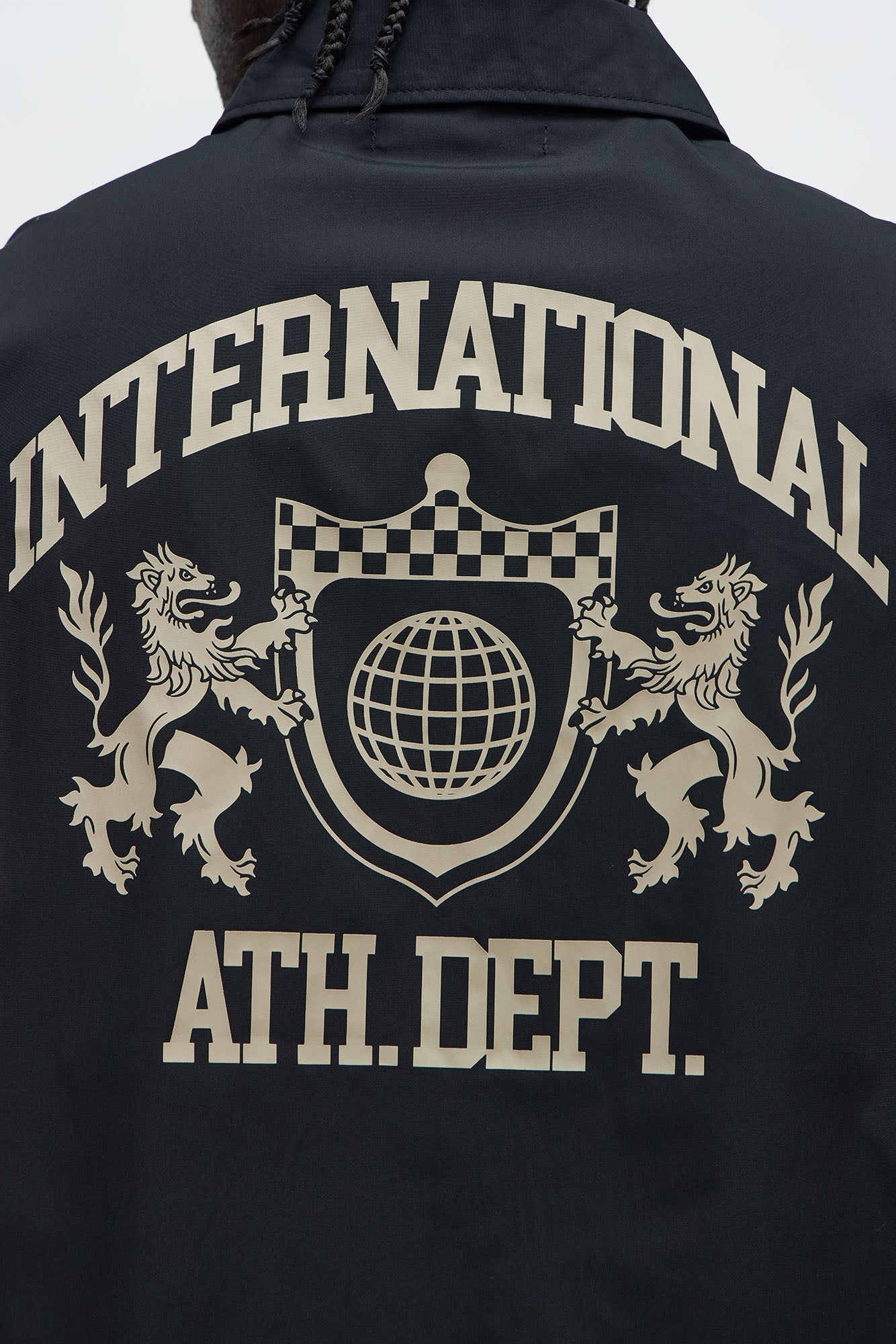 Cropped Athletic Dept. Short Sleeve Button Up Shirt - Black