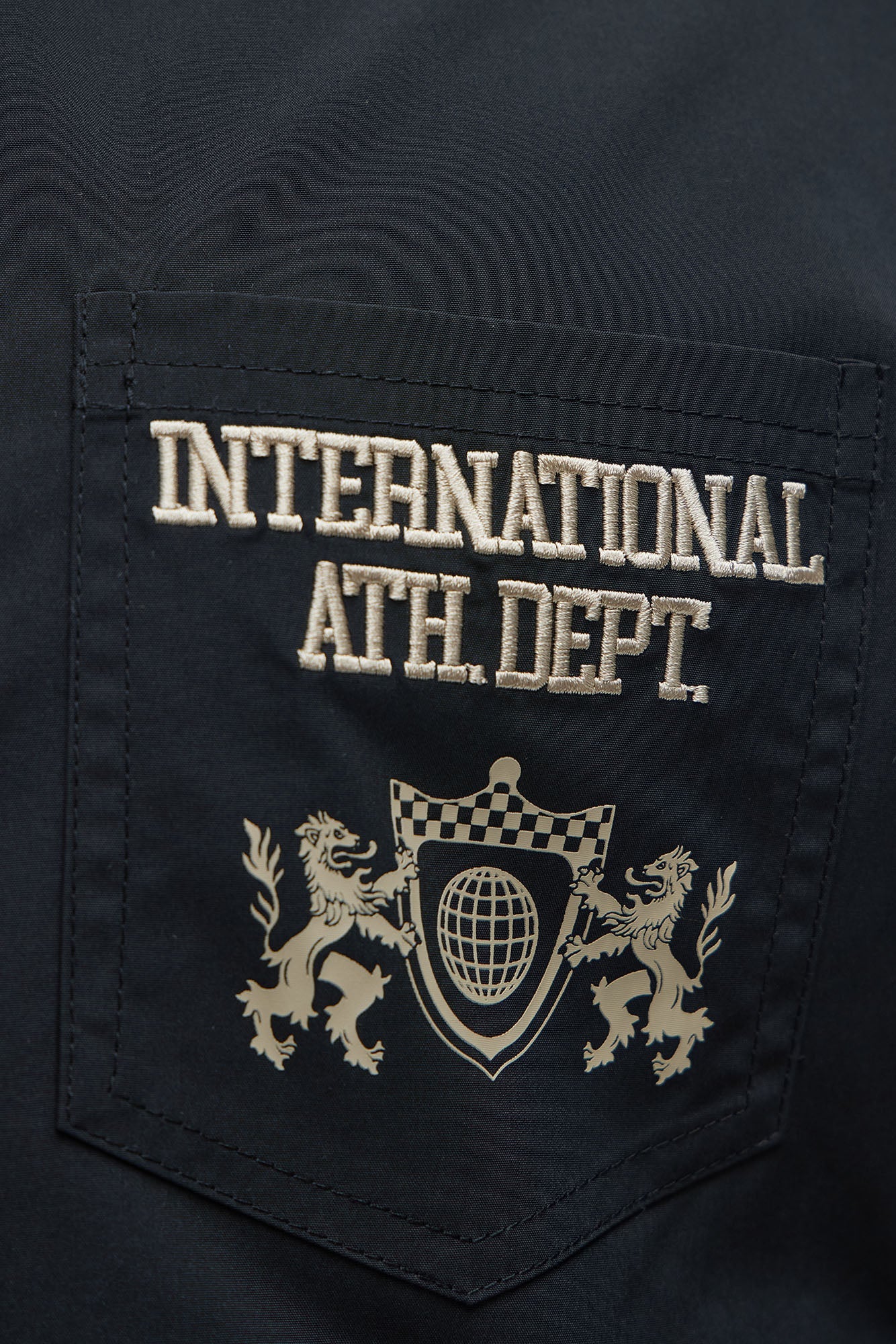 Cropped Athletic Dept. Short Sleeve Button Up Shirt - Black