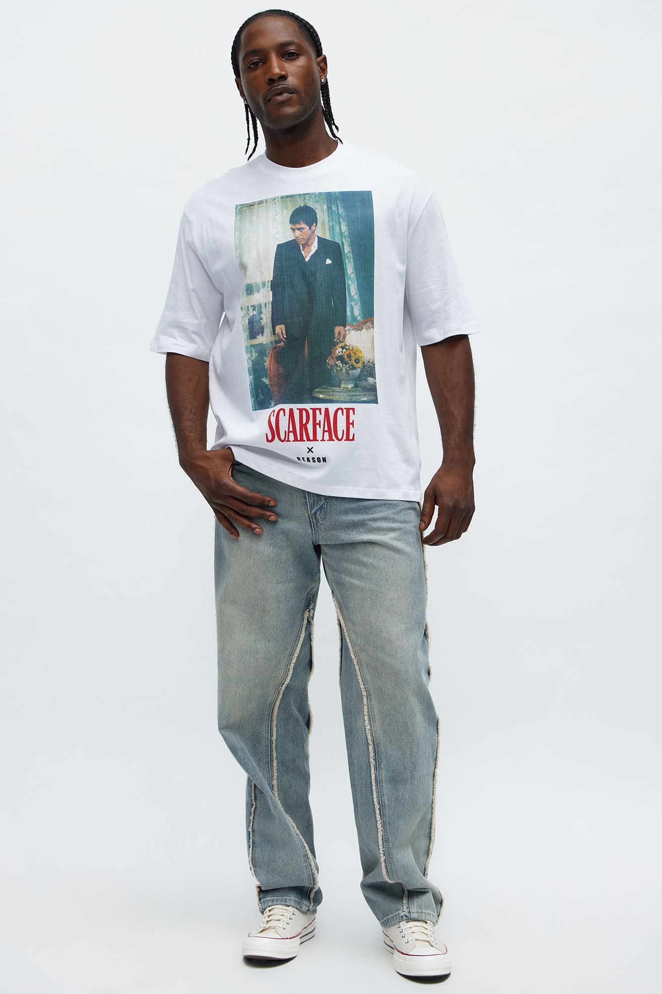 Relaxed Straight Lowkey That Fray Jeans - Vintage Blue Wash