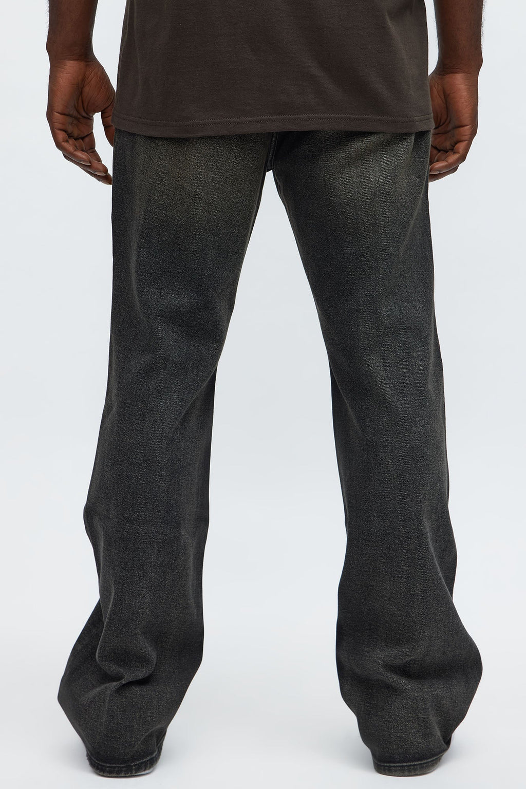 Stacked Slim Flare All Alone Distressed Jeans - Black Wash