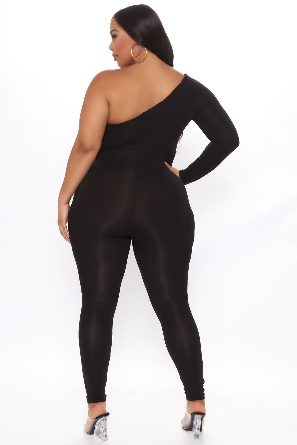 Nova Season Long Sleeve One Shoulder Jumpsuit - Black