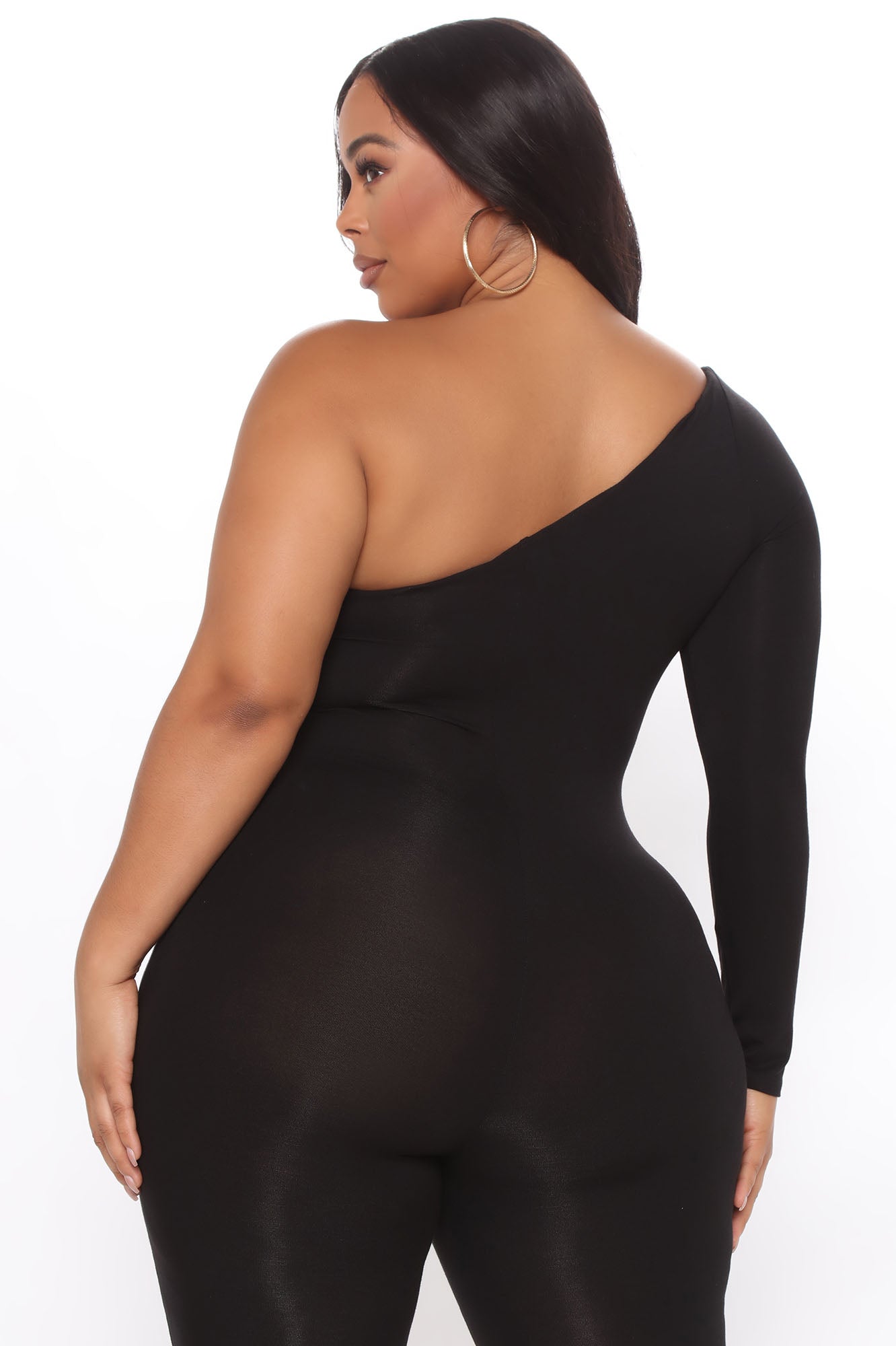 Nova Season Long Sleeve One Shoulder Jumpsuit - Black