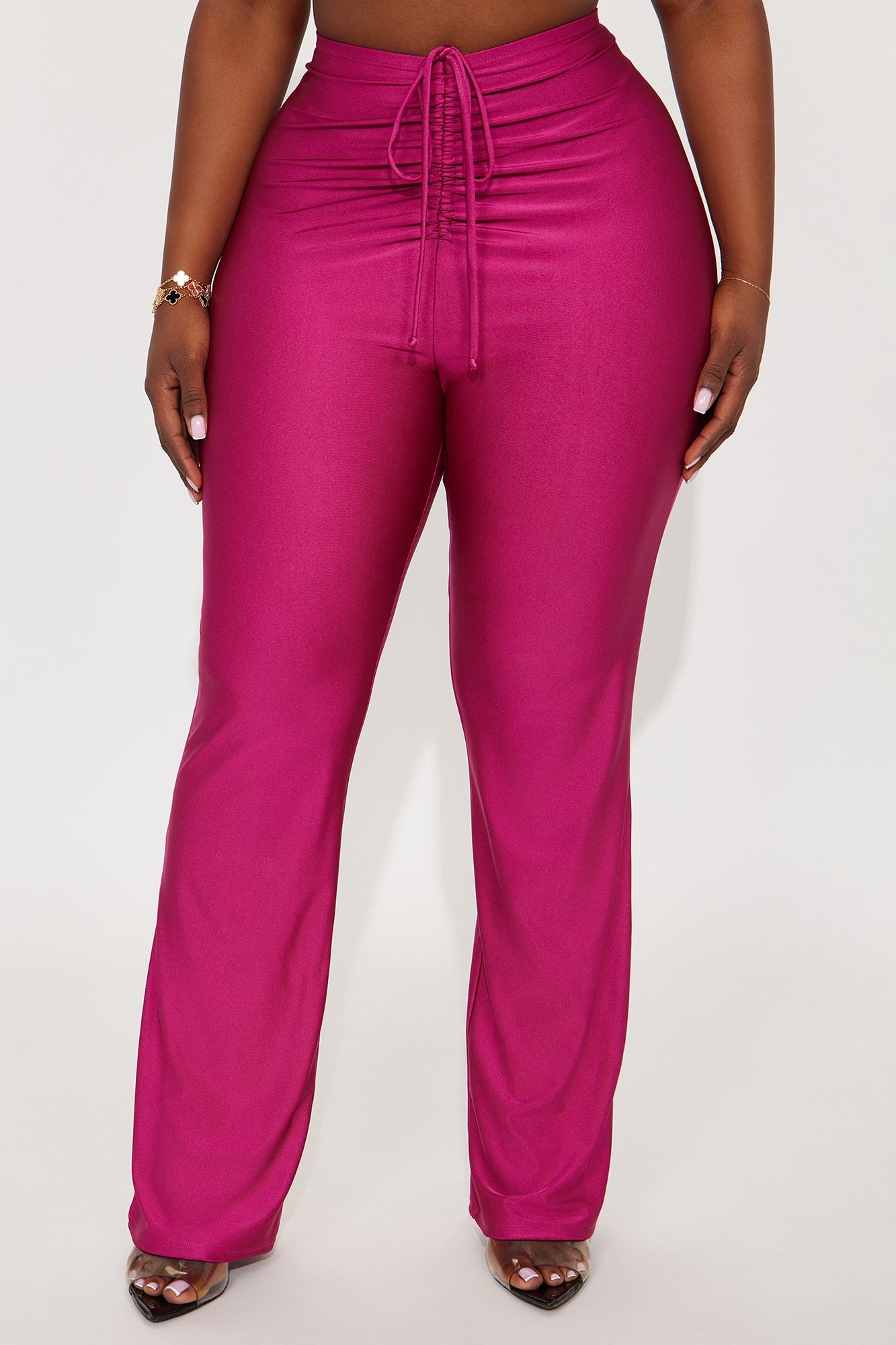 Feeling Flirty Ruched Skinny Pant - Magenta
