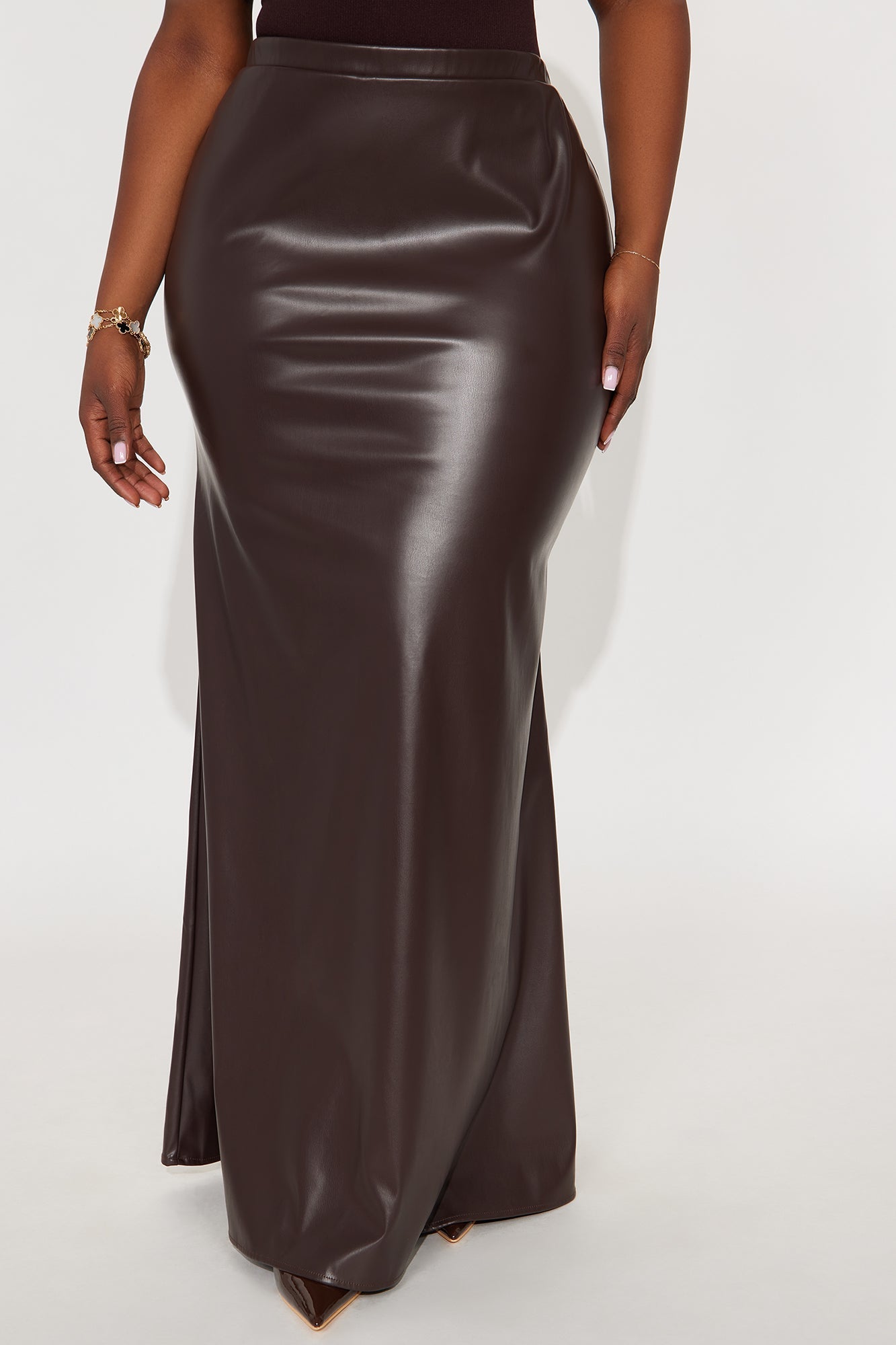 Show Me Love Faux Leather Mermaid Maxi Skirt - Chocolate