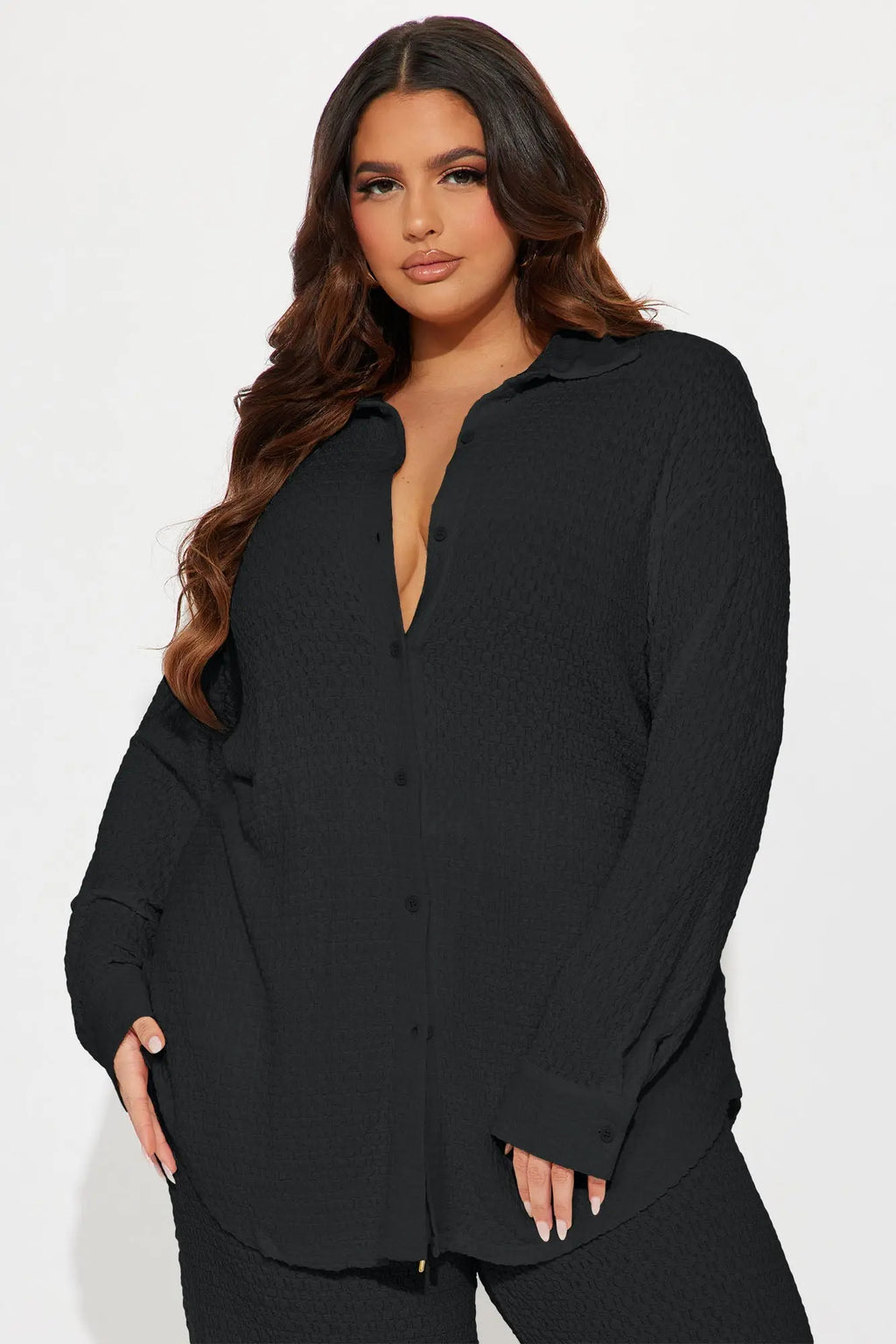 Fly With Me Textured Pant Set - Black 