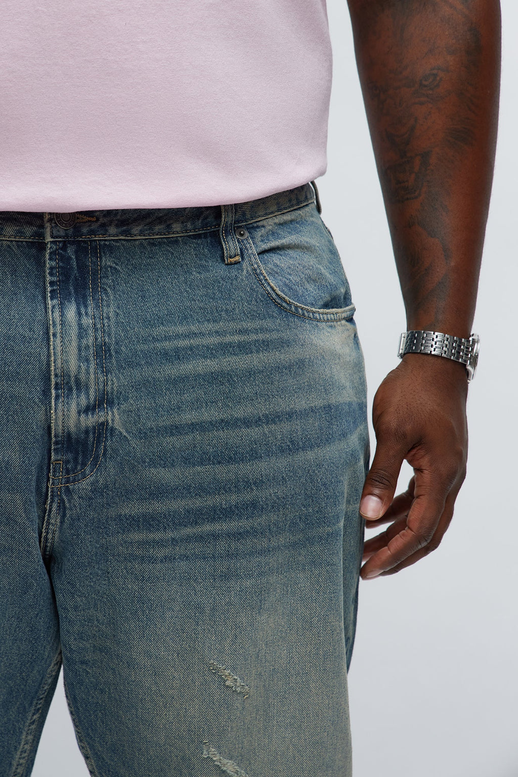 Keep You Guessing Distressed Slim Jeans - Medium Blue Wash
