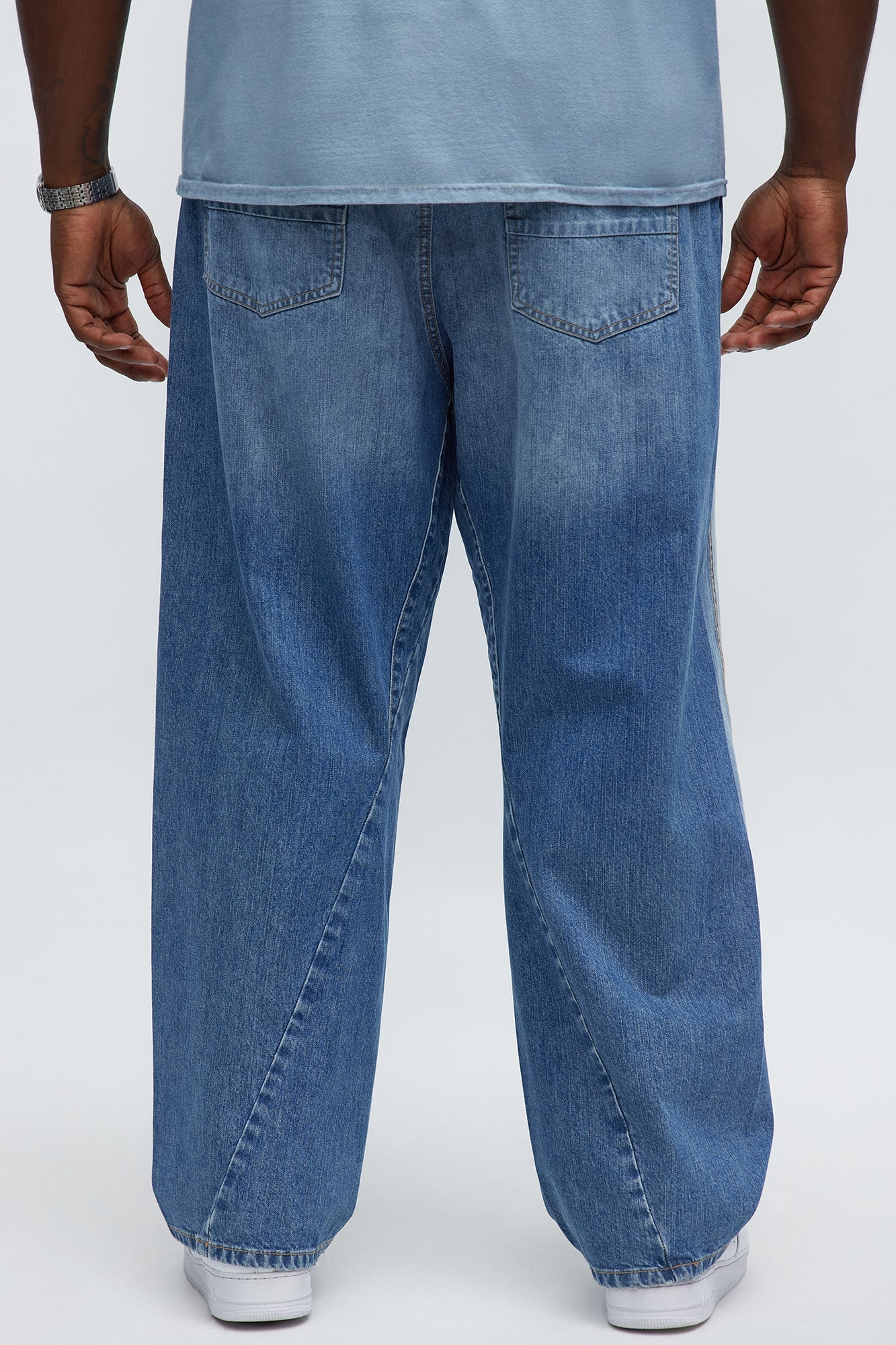 Chatsworth Twisted Seam Baggy Jeans - Medium Blue Wash
