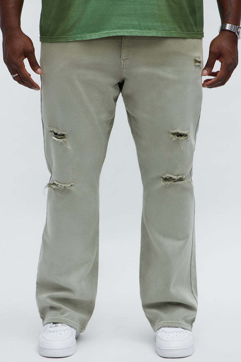 Stacked Skinny Flare Meet Me Halfway Ripped Jeans - Grey/combo