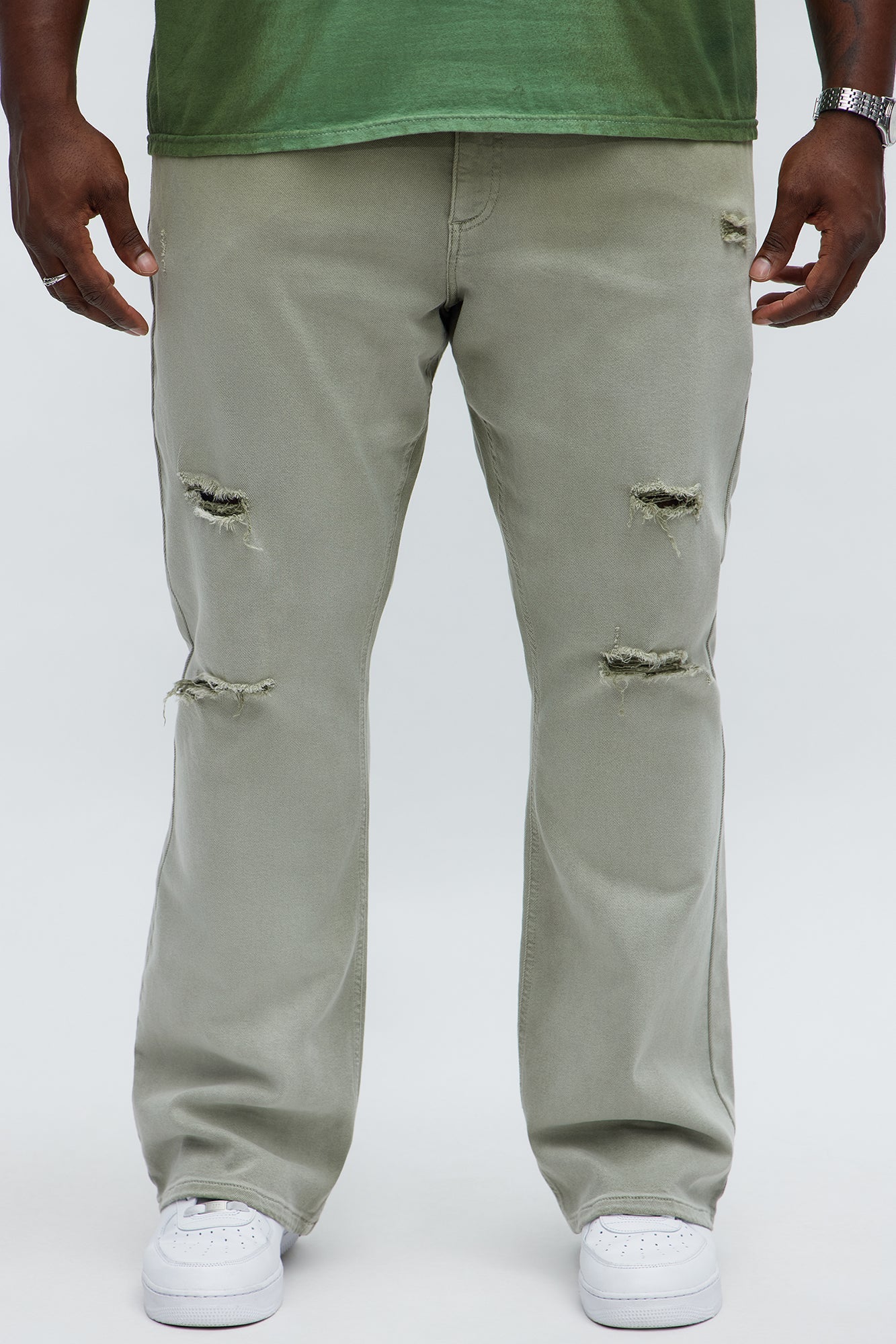 Stacked Skinny Flare Meet Me Halfway Ripped Jeans - Grey/combo