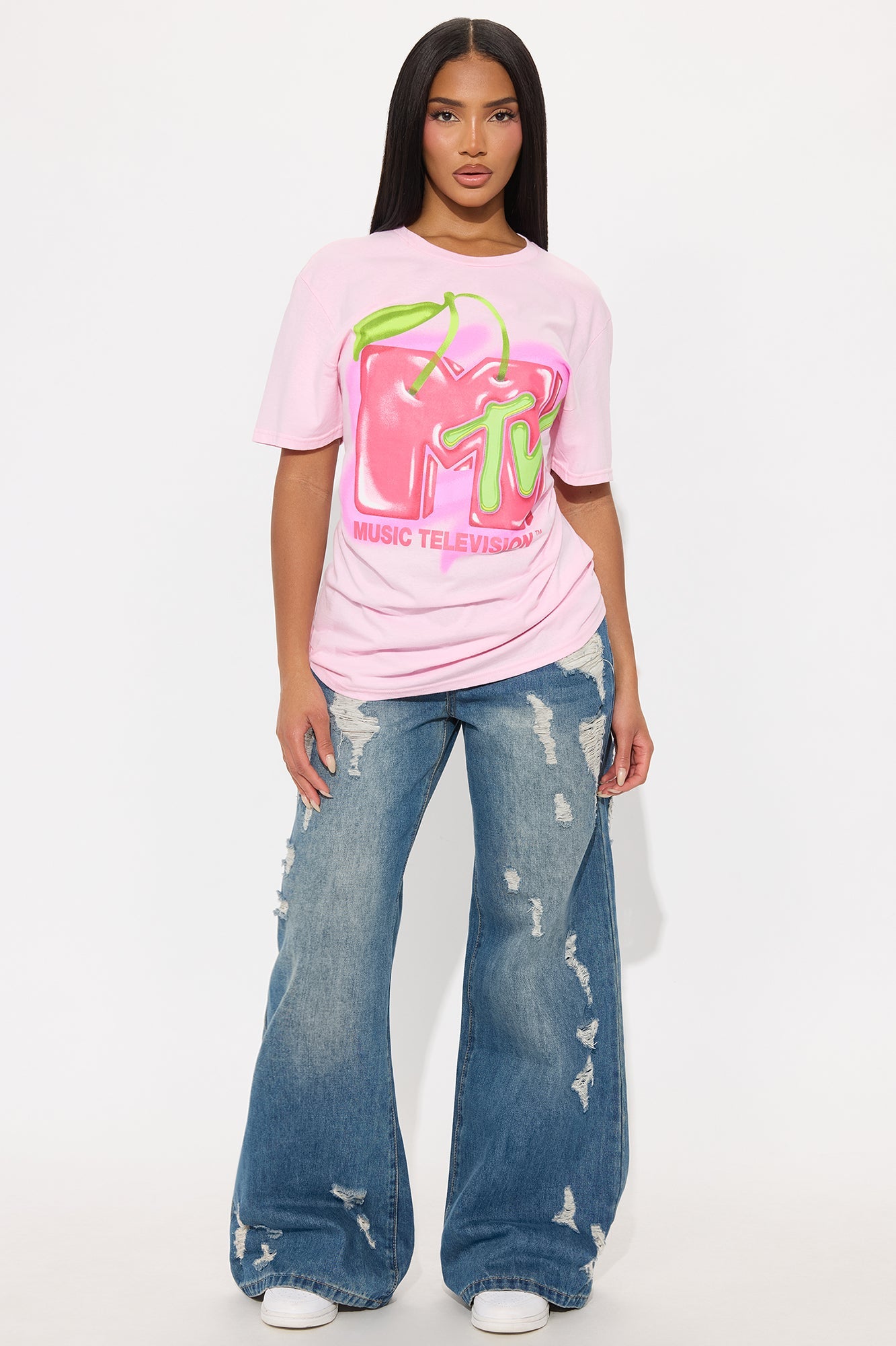 Retro MTV Rewind Tee  - Light Pink