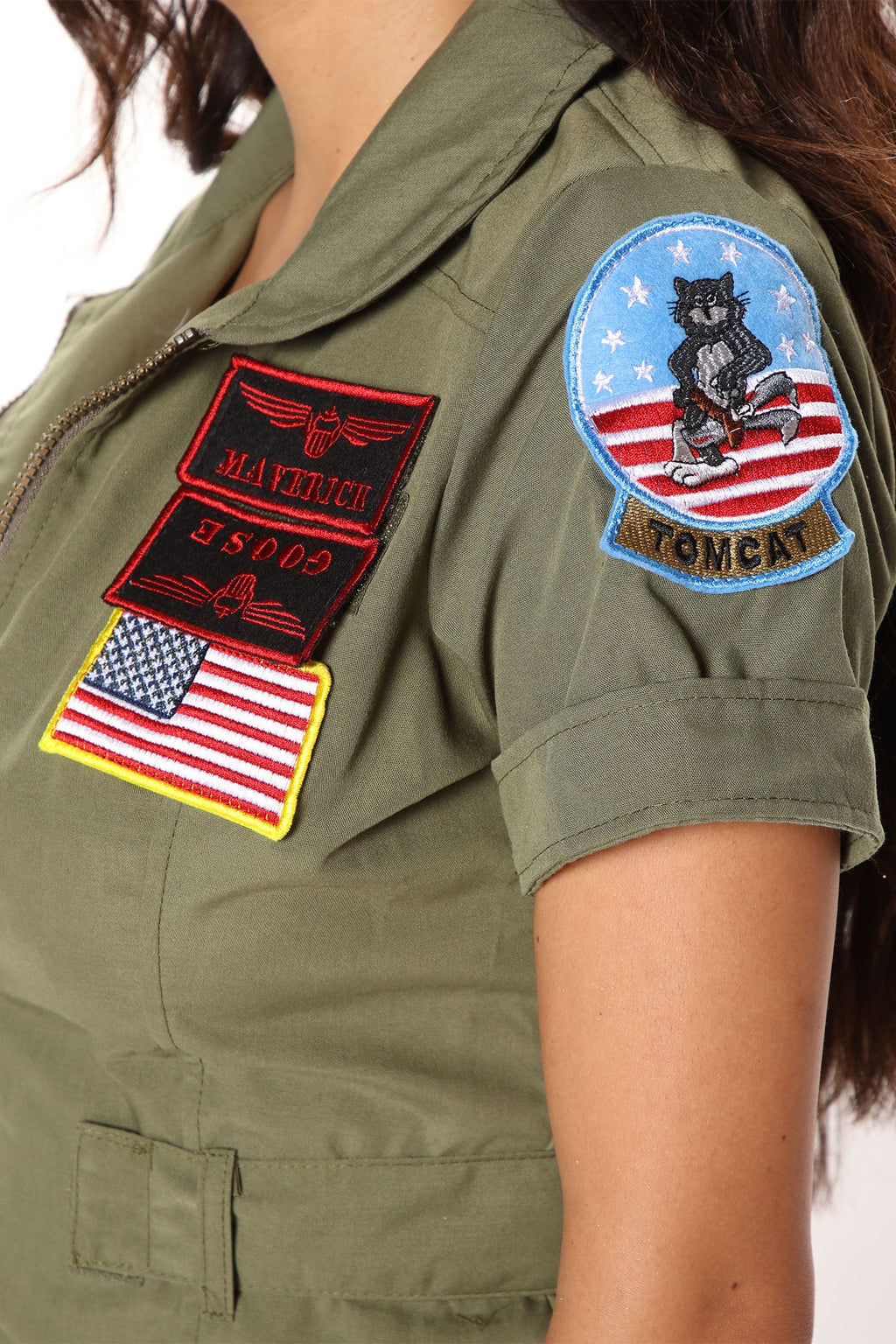 Top Gun Flight 1 Piece Dress Costume - Olive