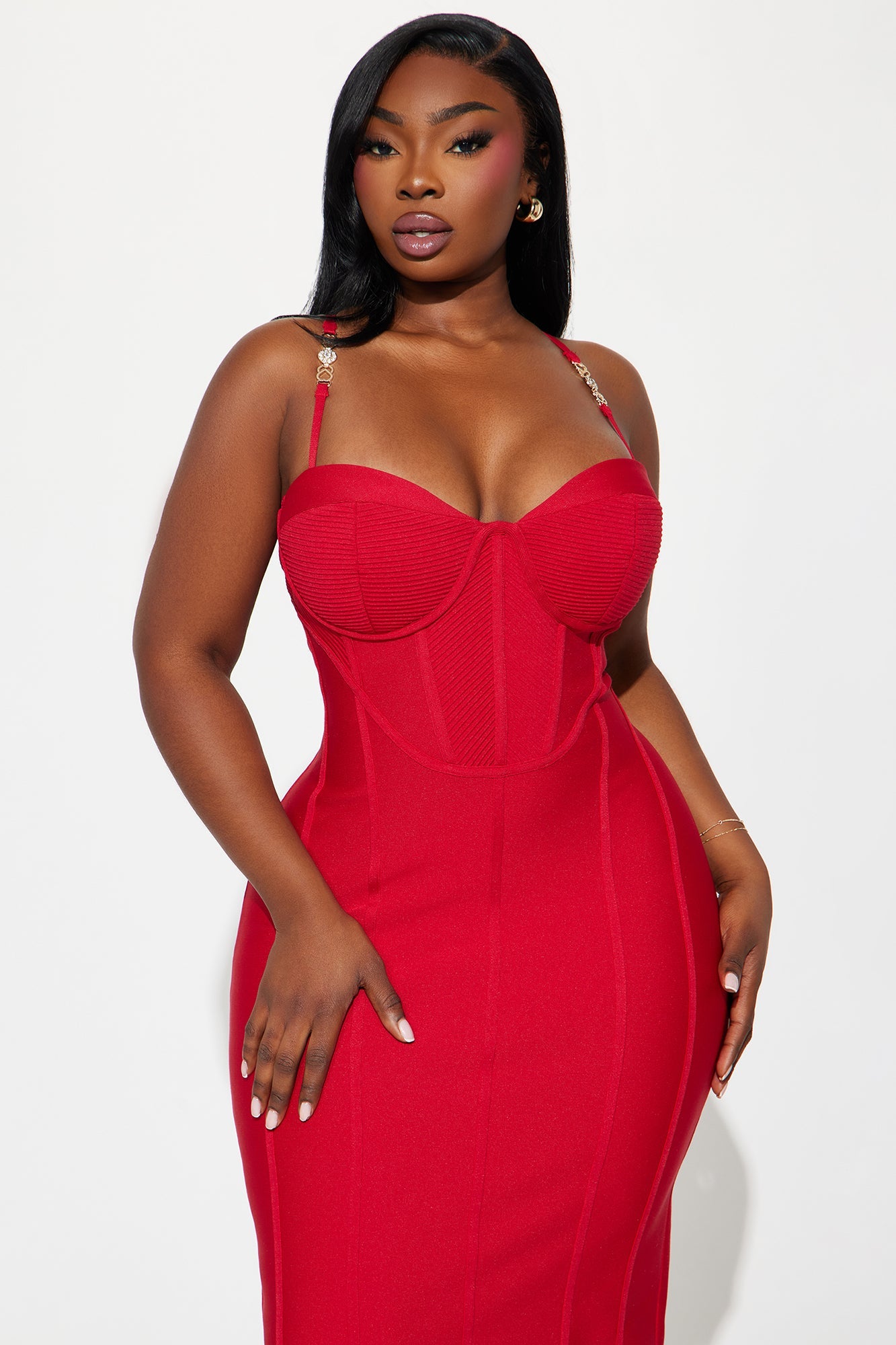 Victoria Bandage Midi Dress - Red