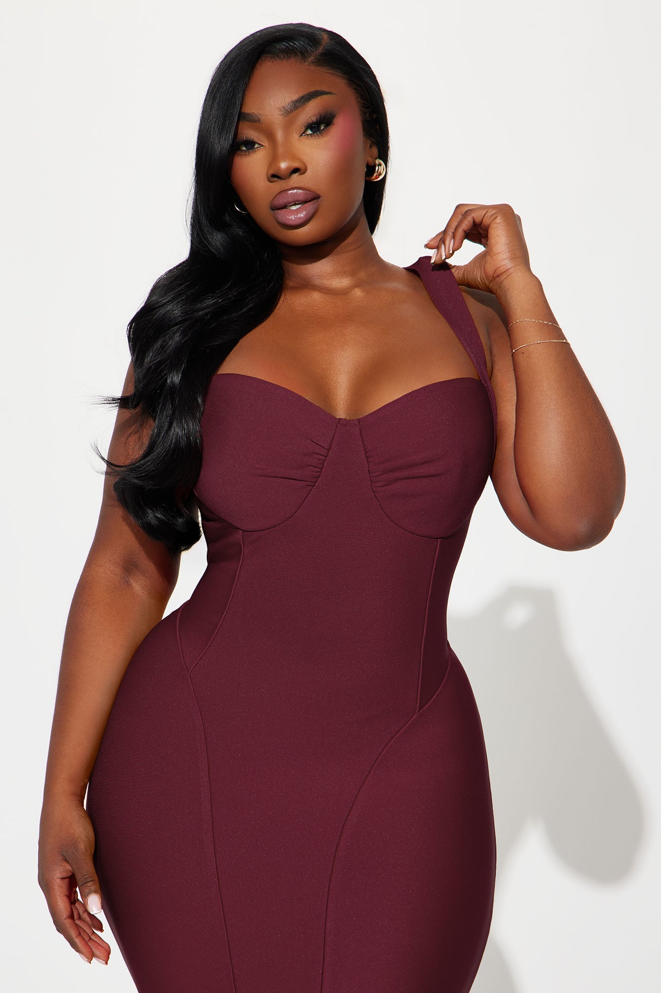 Cierra Bandage Midi Dress - Wine