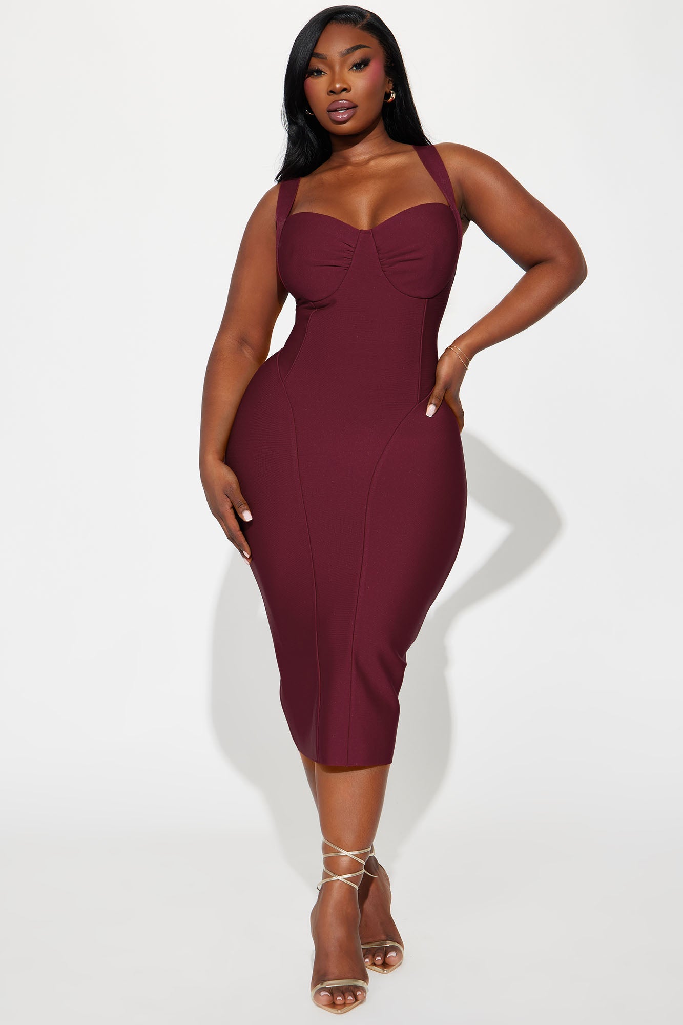Cierra Bandage Midi Dress - Wine