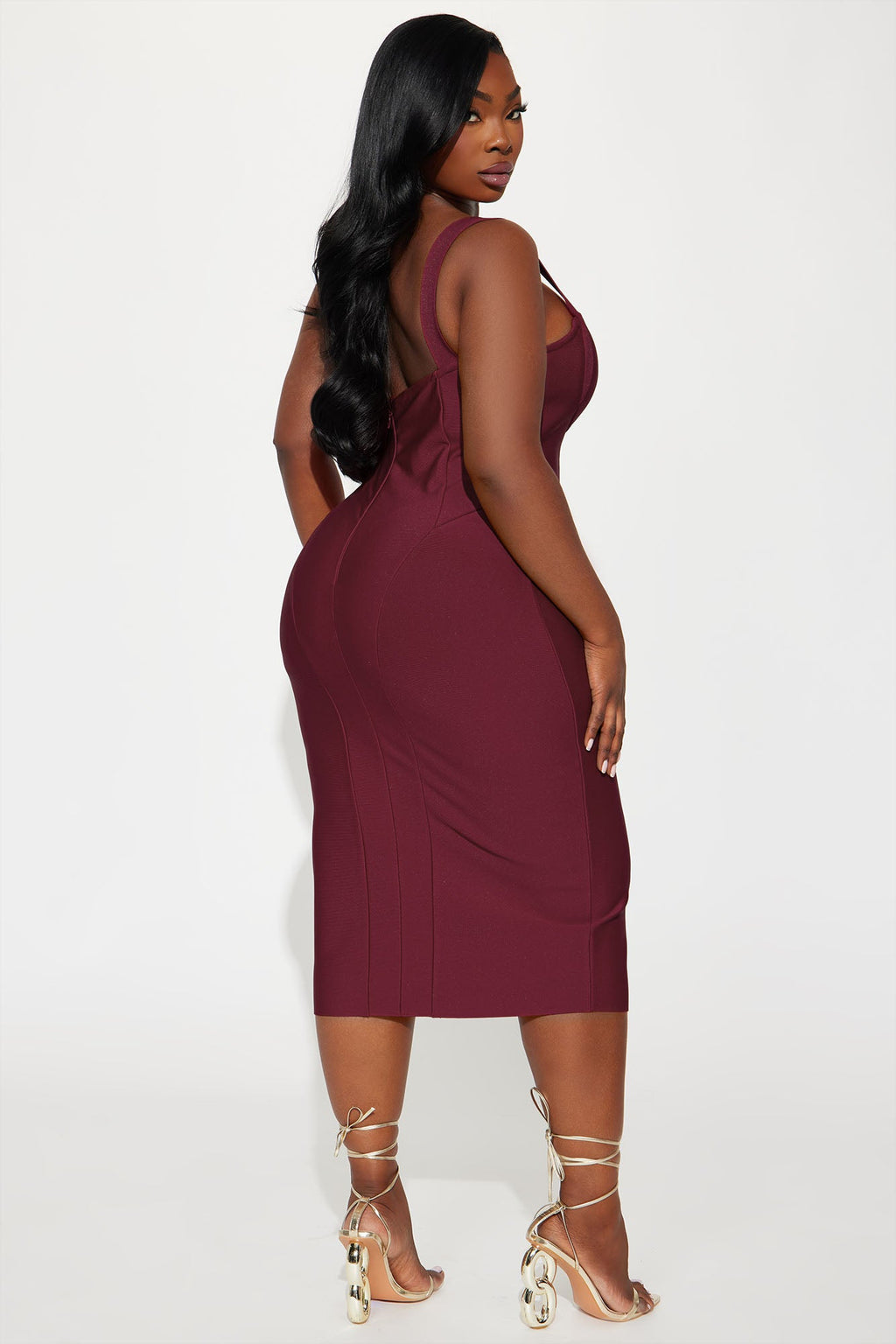 Cierra Bandage Midi Dress - Wine