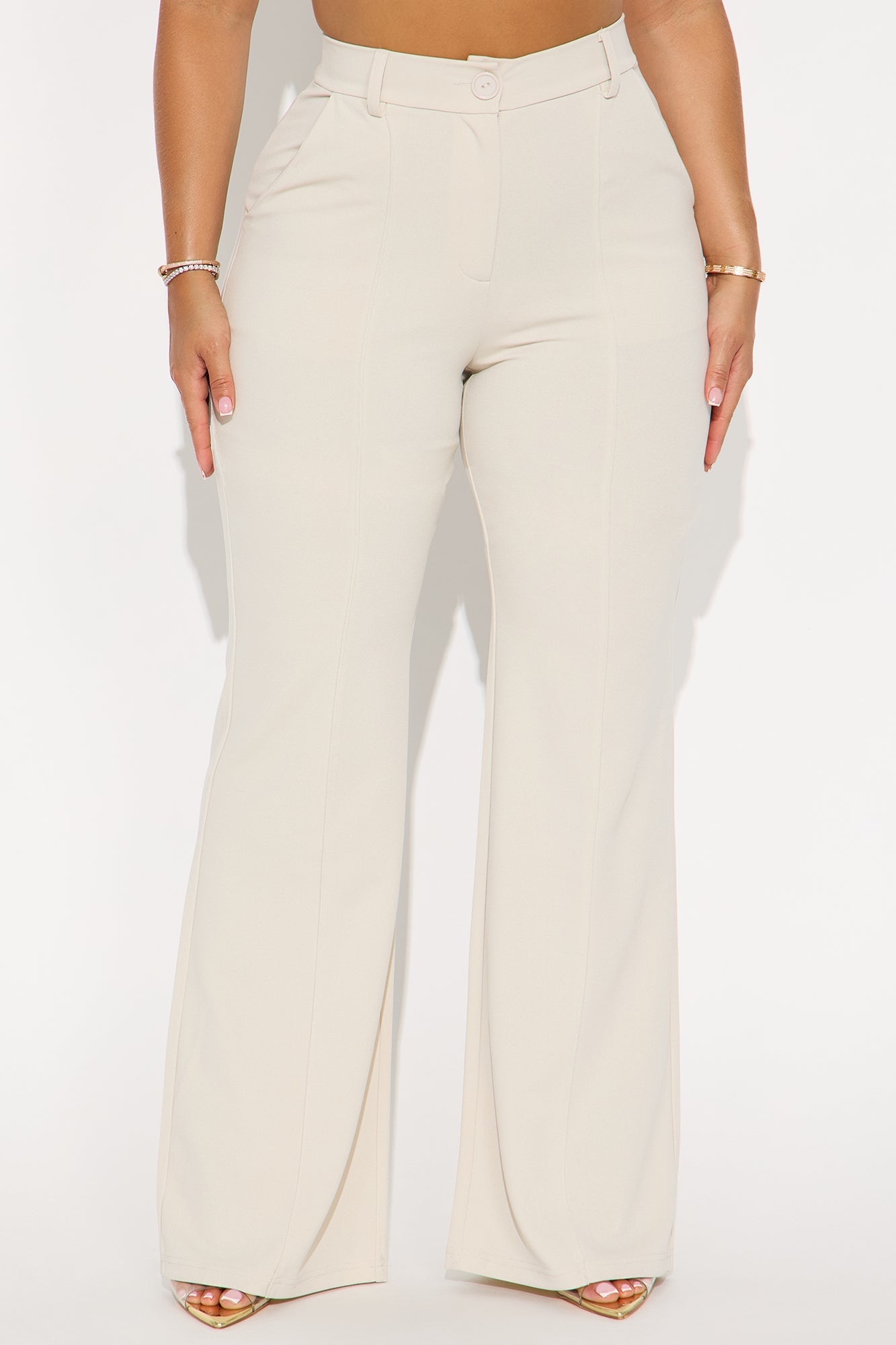 Heidi Wide Leg Trouser Pant - Oatmeal