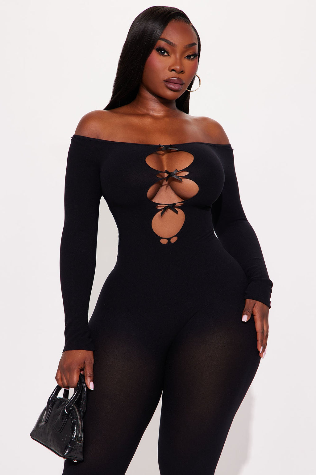 All Bowed Up Seamless Jumpsuit - Black