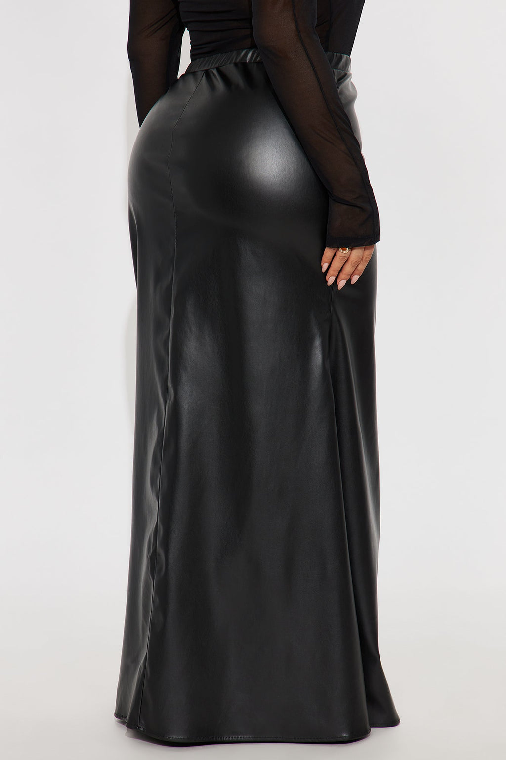 Show Me Love Faux Leather Mermaid Maxi Skirt - Black