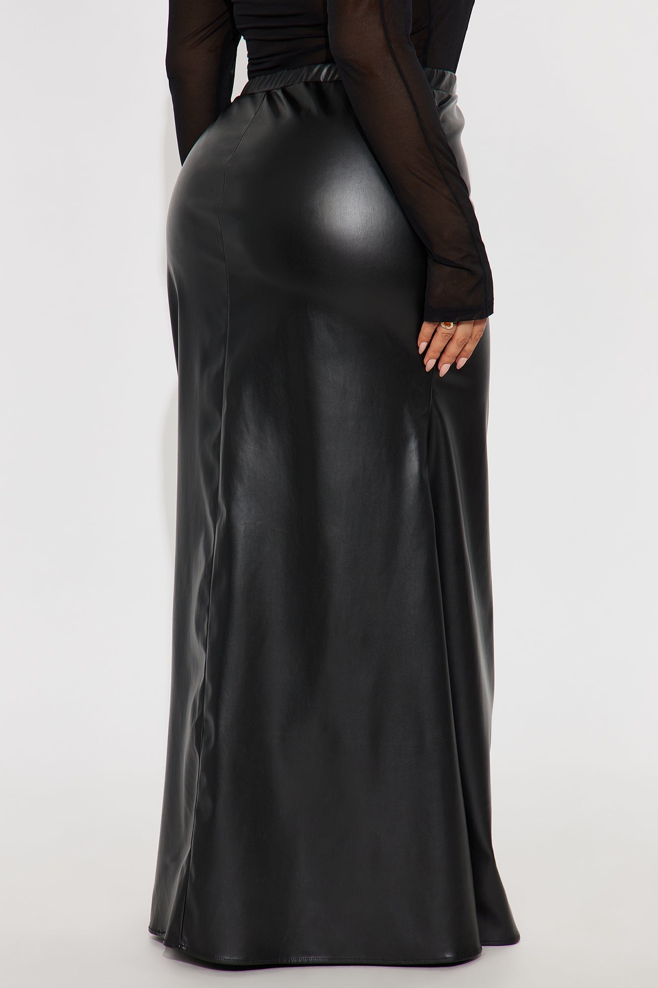 Show Me Love Faux Leather Mermaid Maxi Skirt - Black