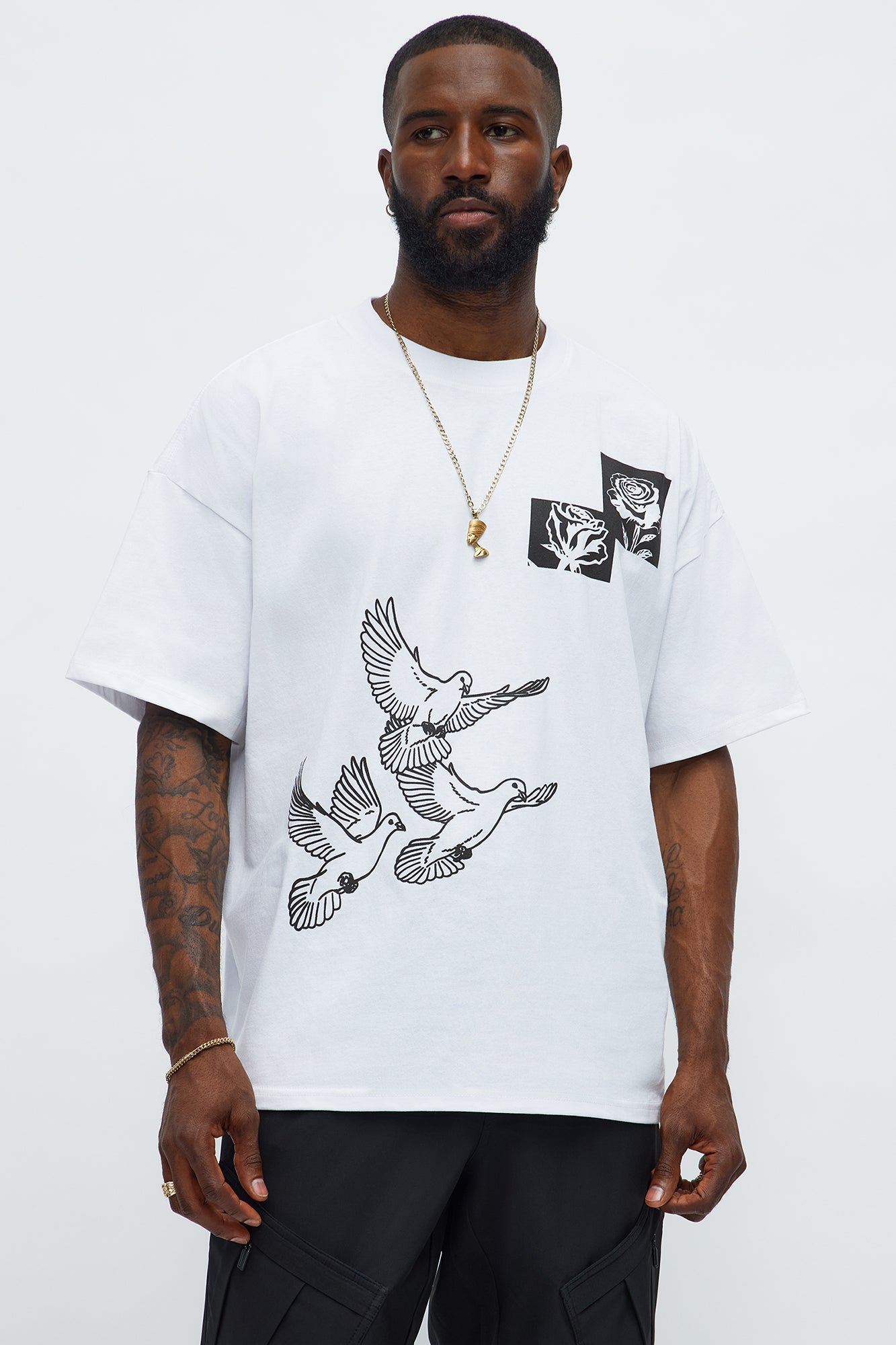 Birds Of A Feather Oversized Short Sleeve Tee - White