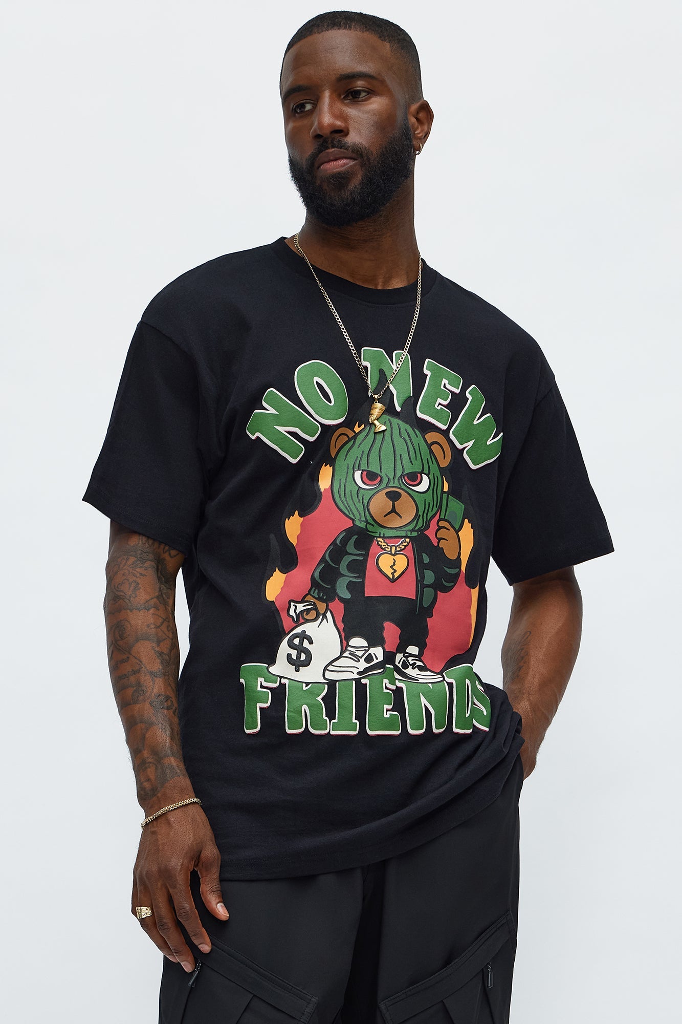 No New Friends Just New Money Short Sleeve Tee - Black