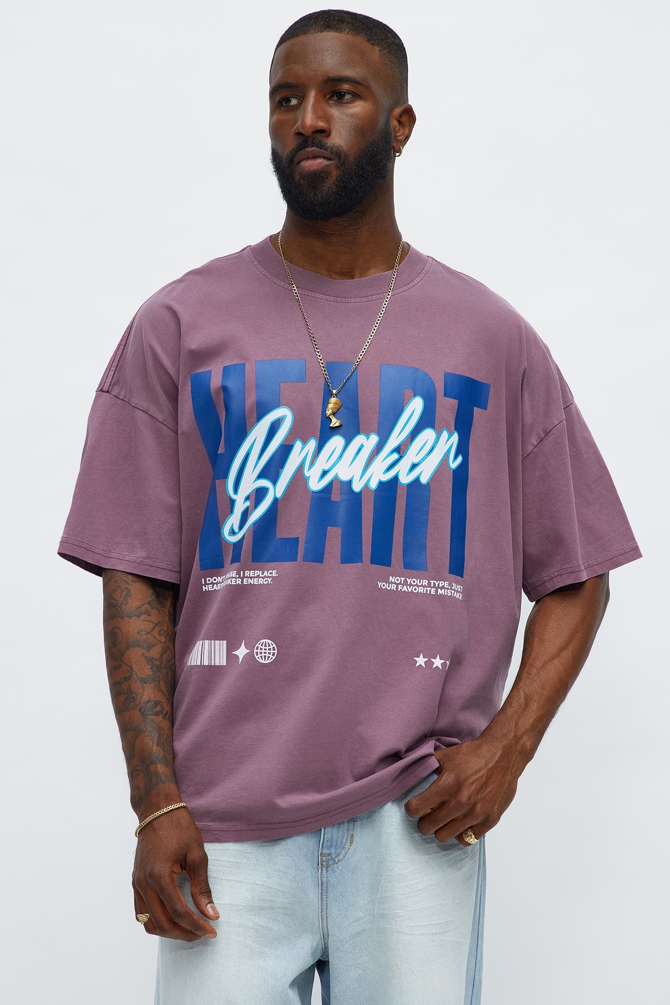 Heartbreaker University Oversized Short Sleeve Tee - Purple