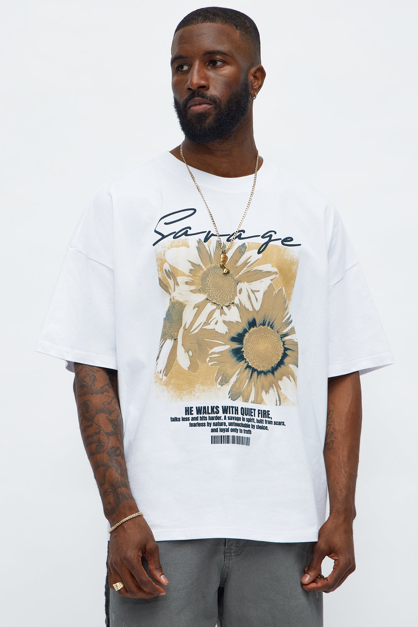 He Walks With Us Oversized Short Sleeve Tee - White