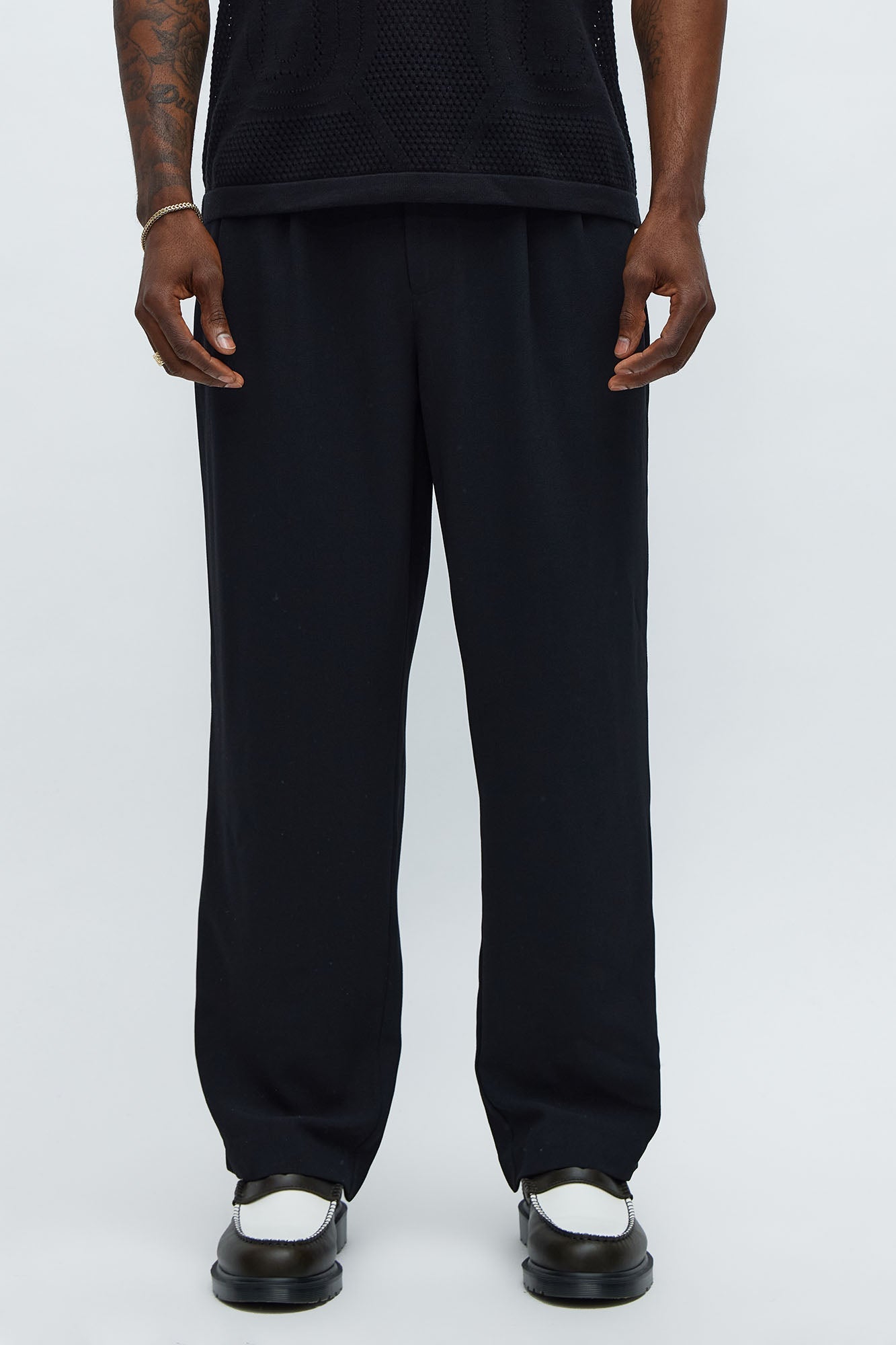 Golden Hour Straight Double Pleated Trouser - Black